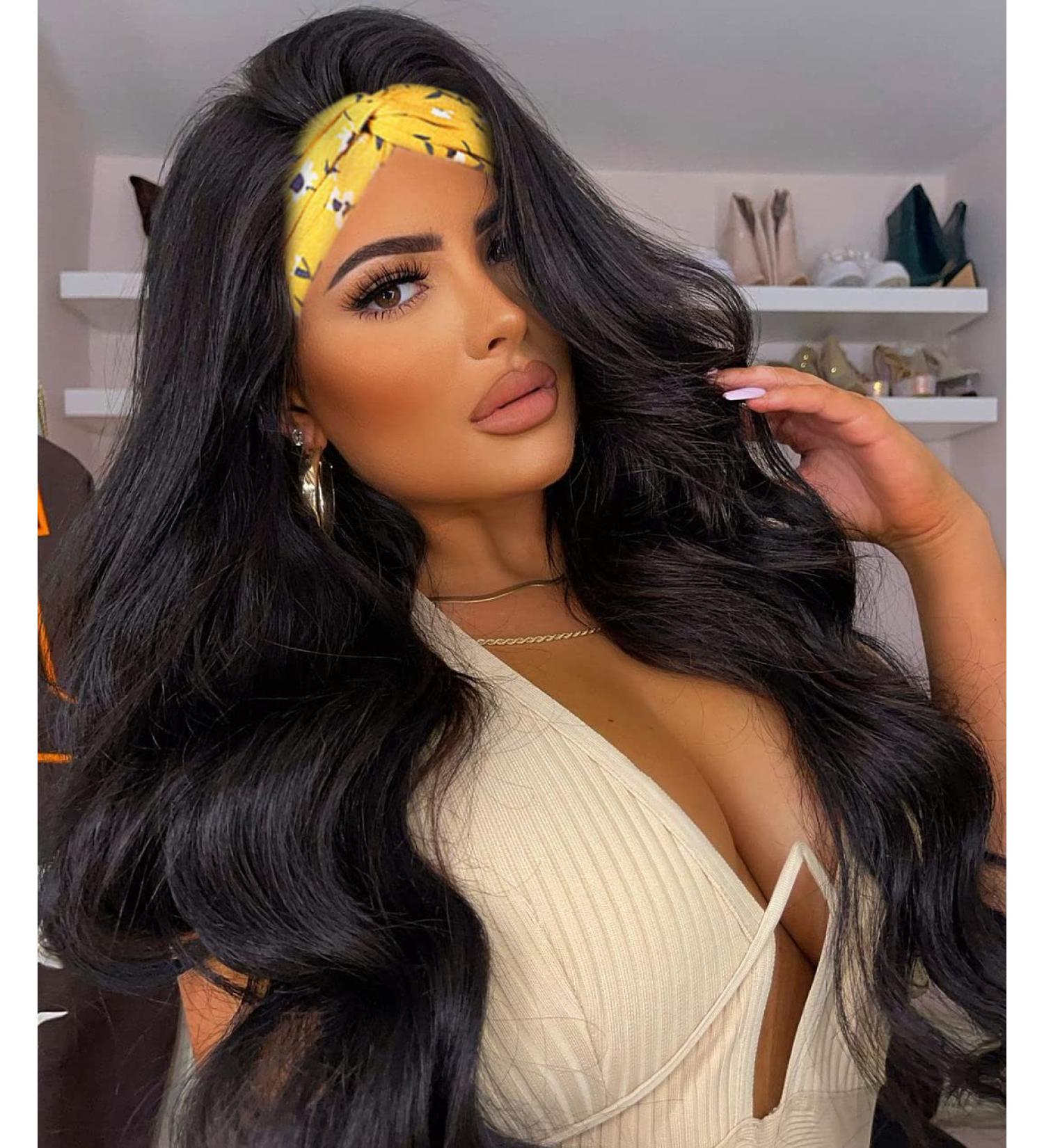 Body Wave Headband Wig 22 inch - Synthetic Glueless Wavy Wig for Black Women - 180% Density Heat Friendly - Buy Online on GoSupps.com