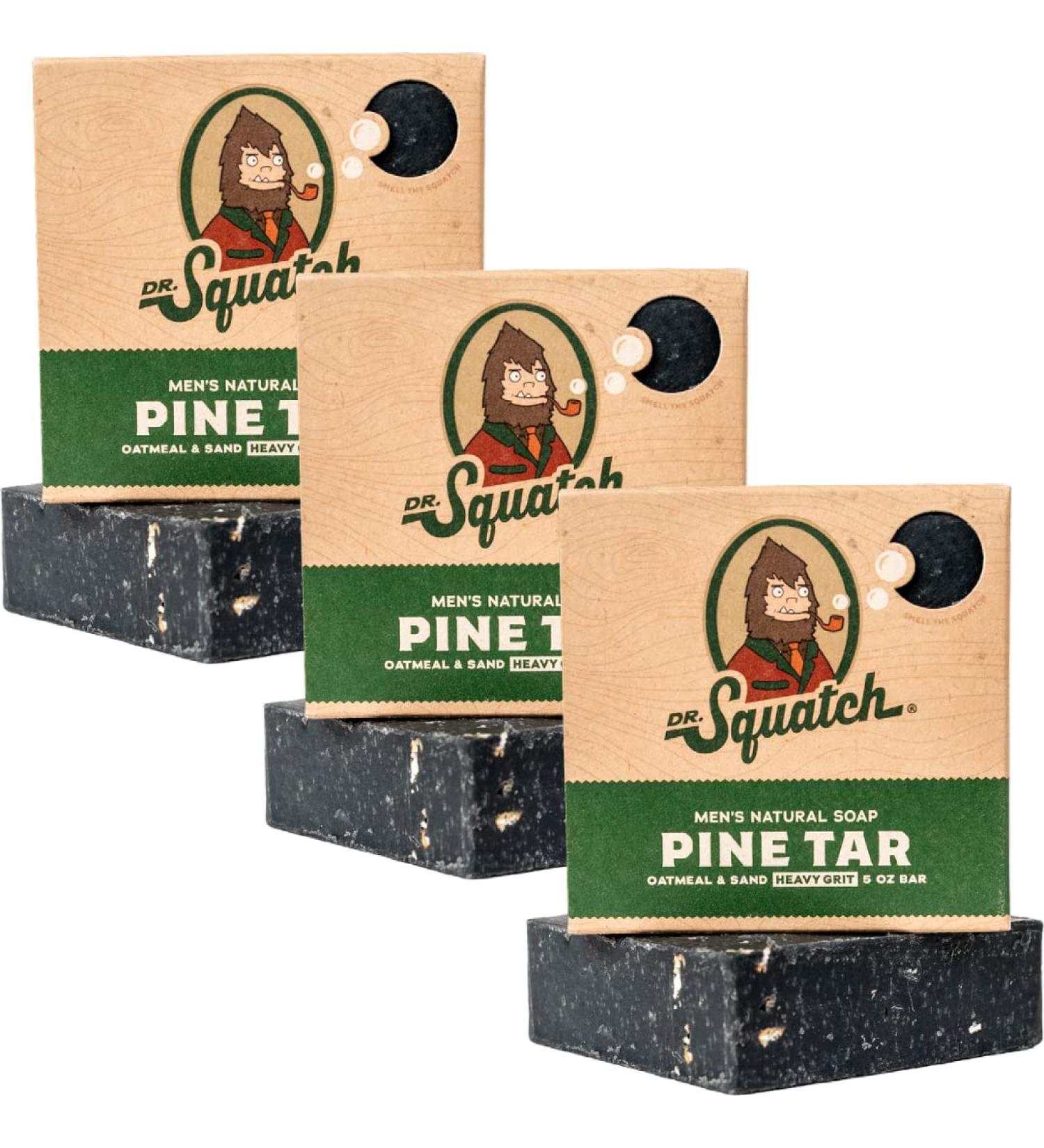 Dr. Squatch Pine Tar Bar Soap for Men - 3 Pack, Heavy Grit, All Natural - Buy Online on GoSupps.com
