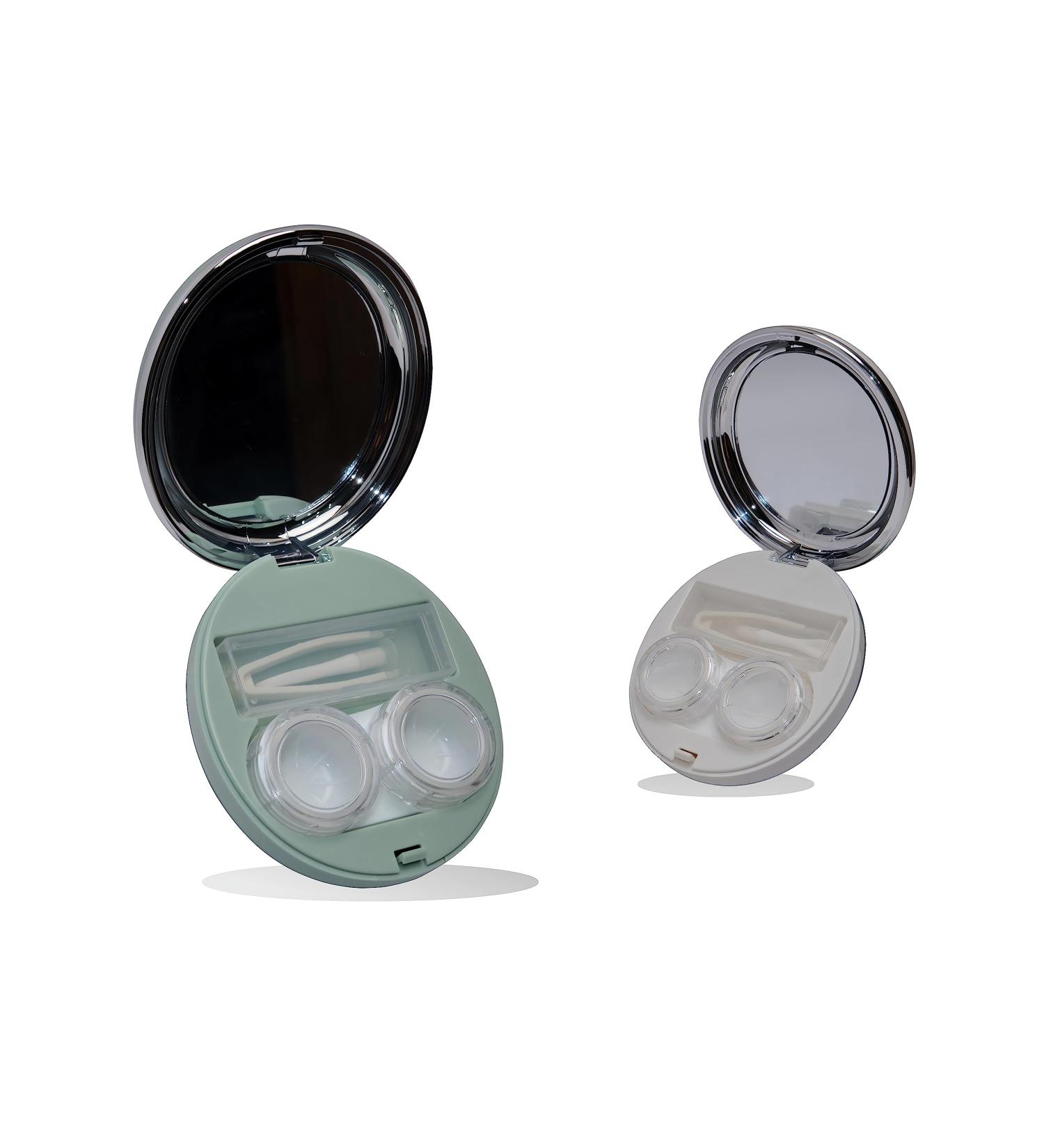 Aipu Hut Contact Lens Case with Mirror - Cute & Colorful Portable Container (Green & White 2pcs) | International Shipping Available - Buy Online on GoSupps.com
