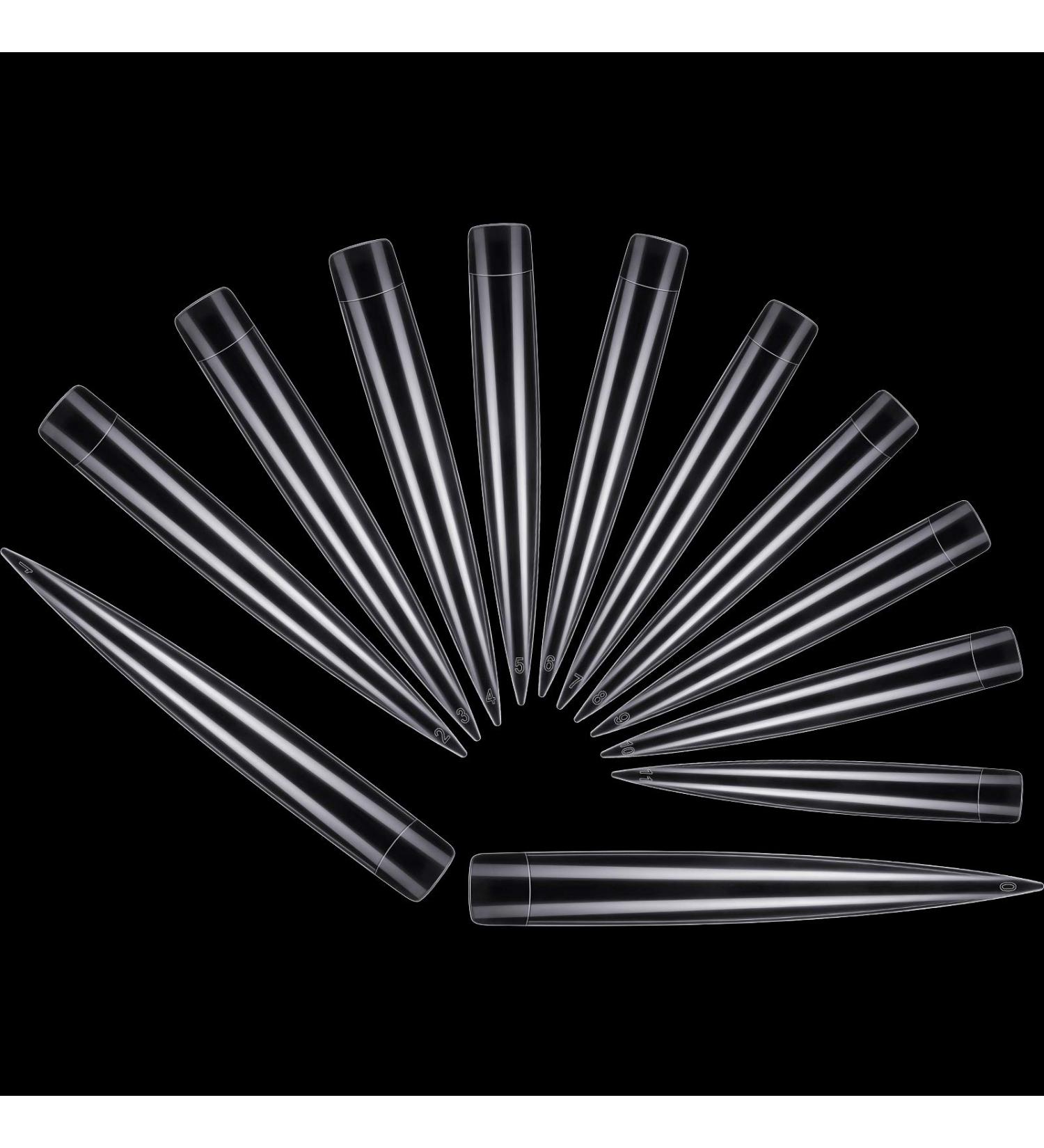 240 Extra Long Stiletto False Nails - Clear Oval Shape for Women and Girls | DIY Nail Salon Performances - Black & Transparent Color - Buy Online on GoSupps.com