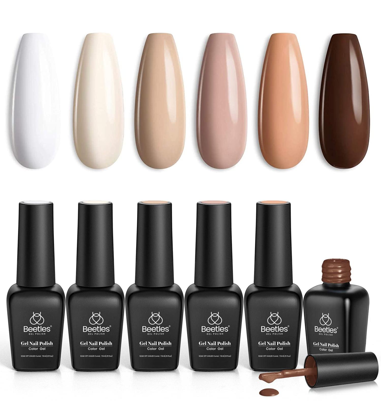 Beetles Gel Nail Polish Kit - 6 Colors Nude Set | Soak Off Nail Lamp Gel Polish Set | Natural Skin Tone Gel Manicure Kit | DIY Home Gift for Women - Buy Online on GoSupps.com