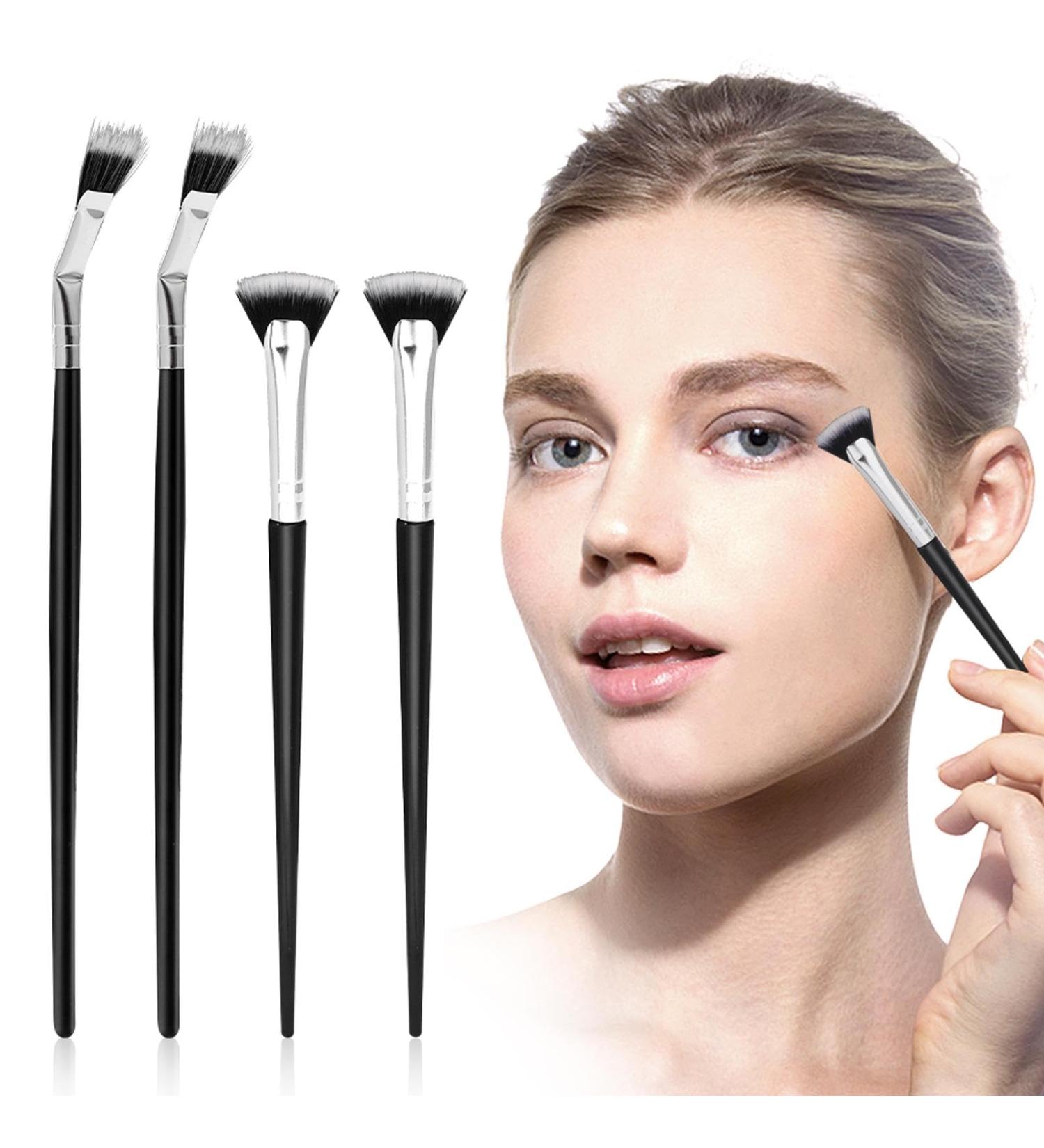 4pcs Mascara Fan Brush Set - Lash Wand Brushes for Eyelashes & Eyebrows - Black Makeup Tools for Perfect Eye Makeup - Buy Online on GoSupps.com