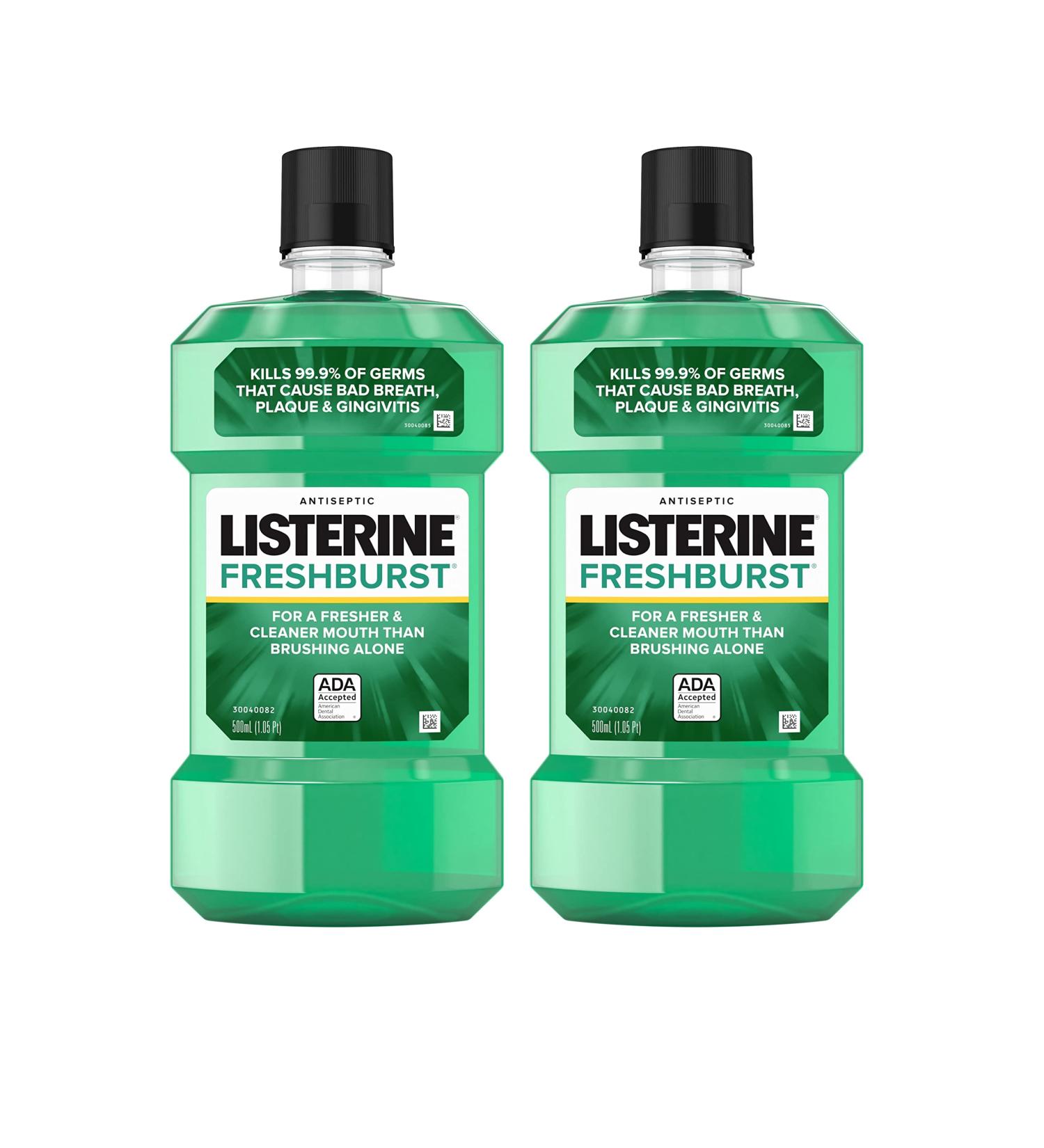 Listerine Freshburst Antiseptic Mouthwash - Fight Bad Breath, Plaque & Gingivitis - 500 mL (Pack of 2) - Buy Online on GoSupps.com