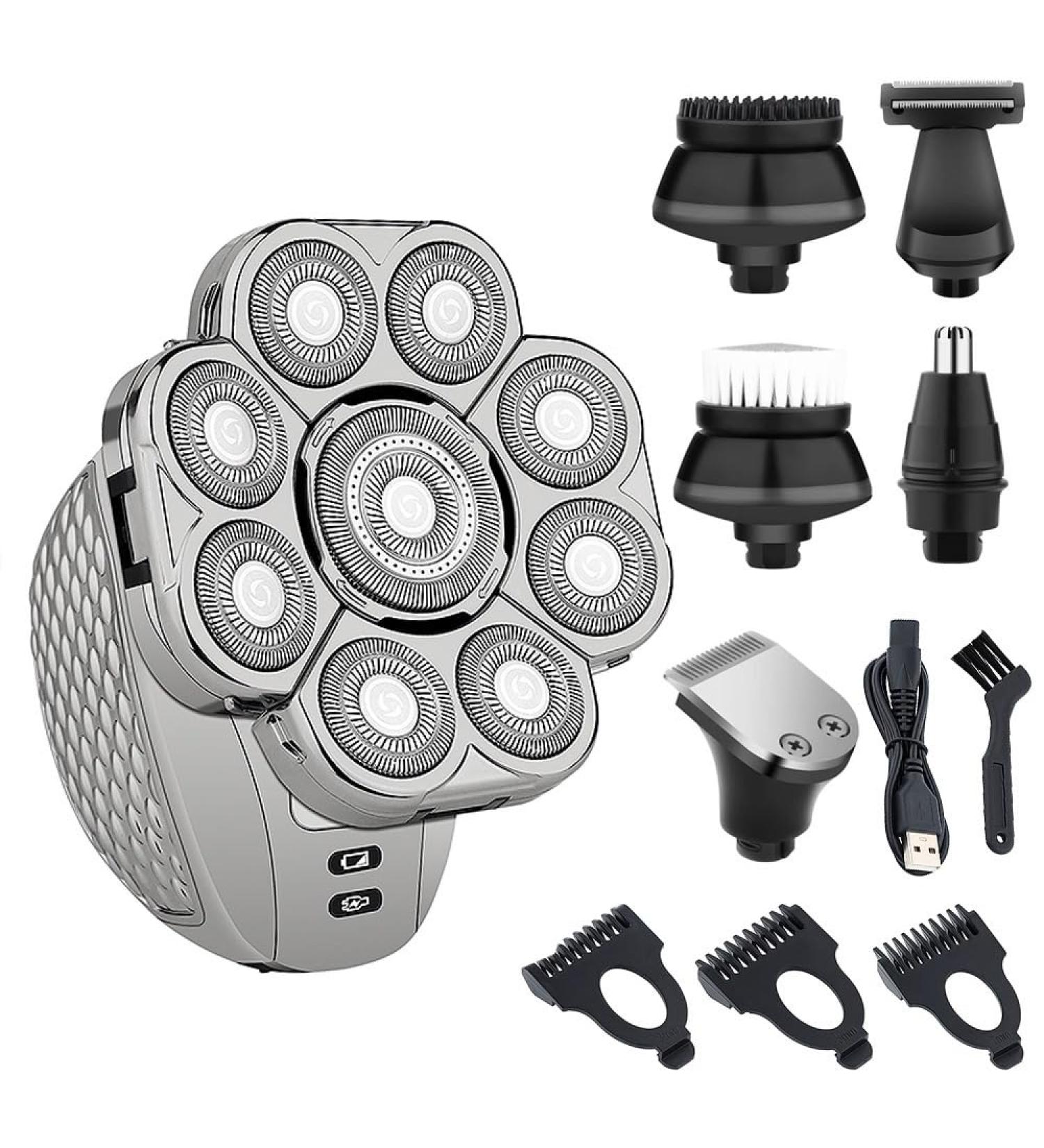 Best 6-in-1 Electric Head Shavers for Bald Men - Upgraded 9D Floating Cutter Wet/Dry Cordless Grooming Razor - Buy Online on GoSupps.com