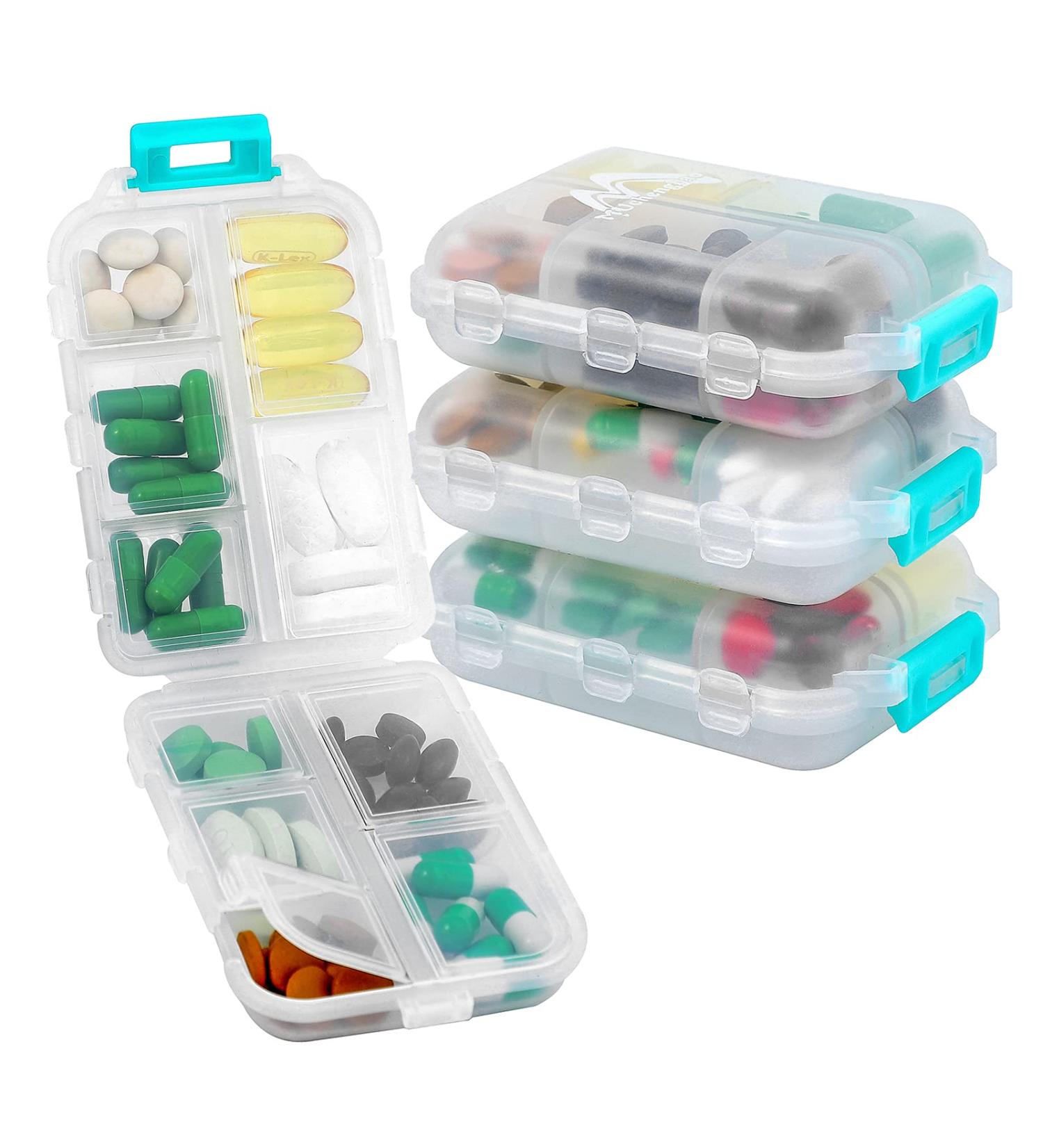 Muchengbao 4 Pack Weekly Pill Box 7 Days 10 Compartments Easy Open Medication Organizer - Buy Online on GoSupps.com