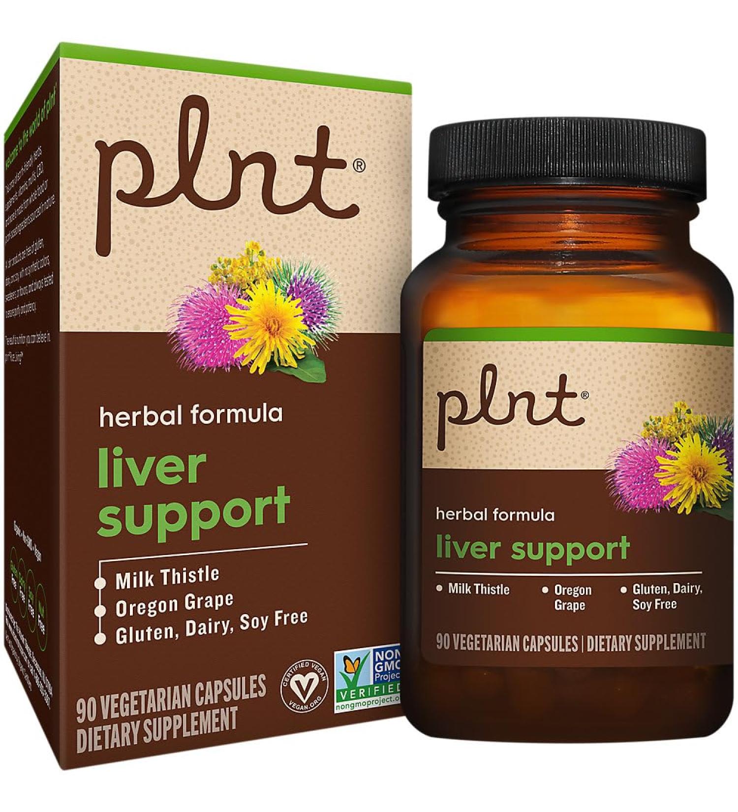 plnt Liver Support a Herbal Formula with Milk Thistle & Oregon Grape (90 Vegetarian Capsules) - Buy Online on GoSupps.com