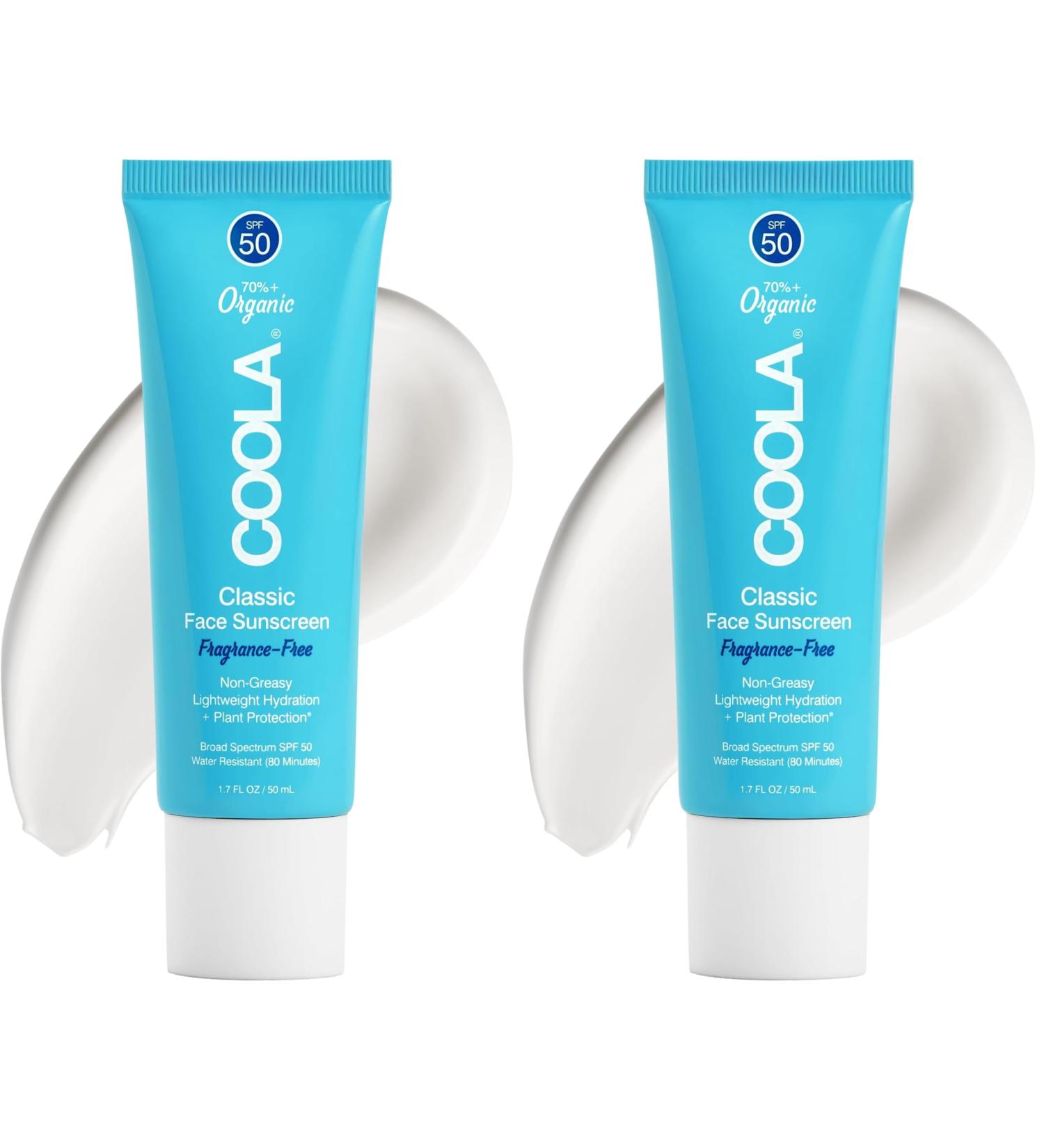 COOLA Organic Face Sunscreen SPF 50 Sunblock Lotion Dermatologist Tested Skin Care for Daily Protection Vegan and Gluten Free Fragrance Free 1.7 Fl Oz. (Pack of 2) - Buy Online on GoSupps.com