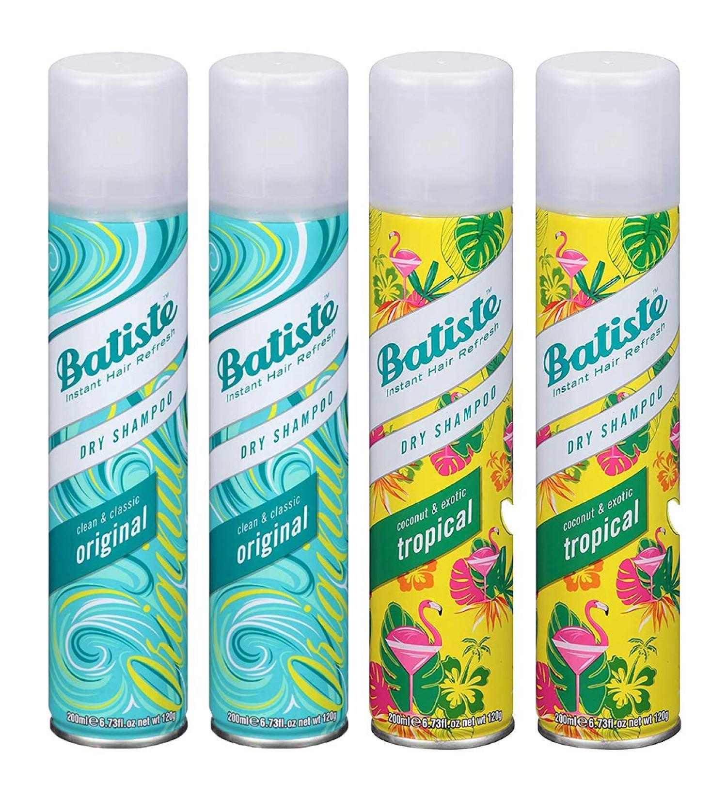 Batiste Dry Shampoo Spray 4-Pack Variety Mix - Original Clean & Classic + Tropical Fragrance 6.73 oz (2 Each) - Buy Online on GoSupps.com
