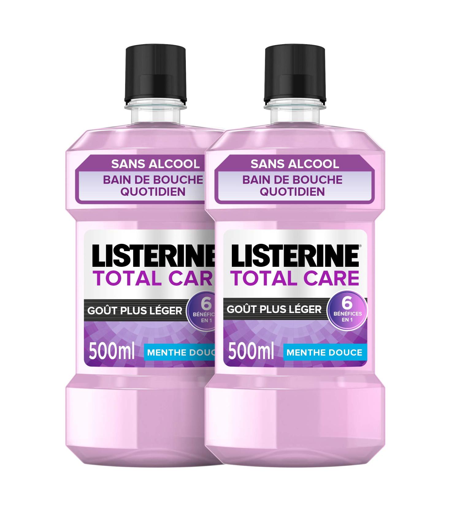 LISTERINE TOTAL CARE Daily mouthwash lighter taste alcohol-free Pack of 2 bottles 500ml - Buy Online on GoSupps.com