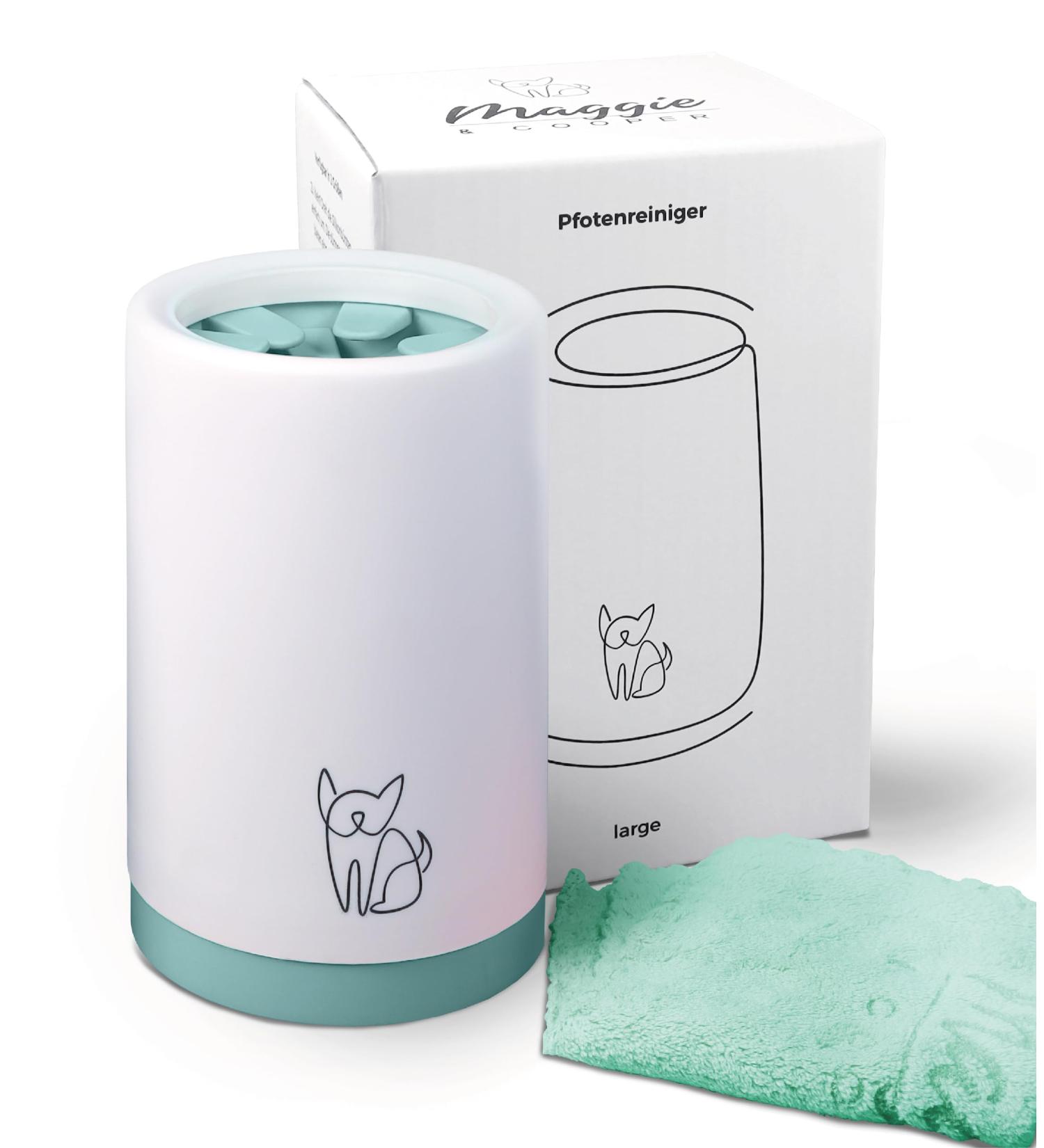 Maggie & Cooper Large Green Paw Cleaner | Soft Brushes Microfiber Towel Dishwasher-Proof | Available in 2 Sizes - Clean Paws Effortlessly - Buy Online on GoSupps.com