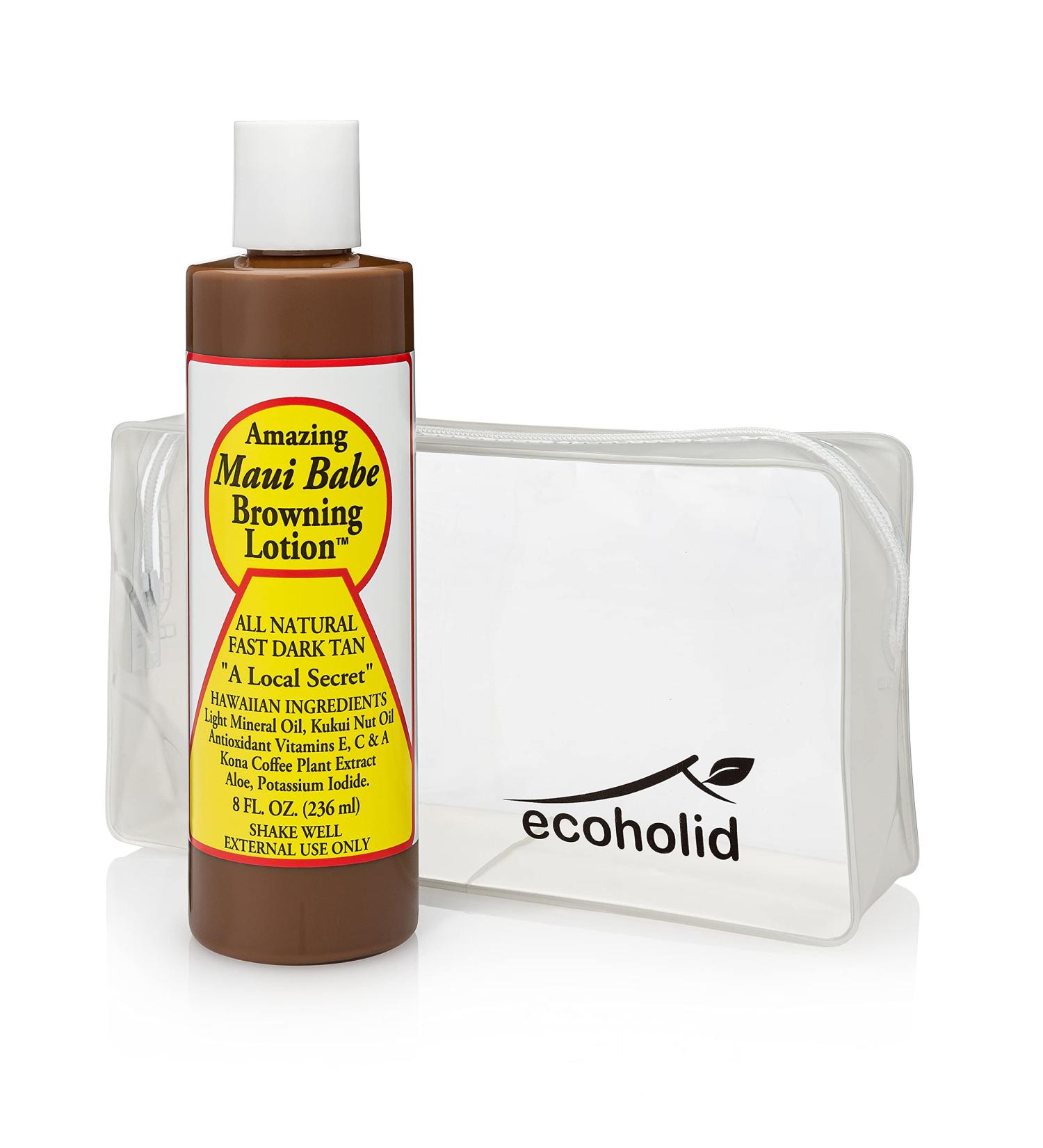 Maui Babe Browning Lotion 8oz + Ecoholid Travel Bag - Indoor/Outdoor Suntan Lotion - 1 Pack - Buy Online on GoSupps.com