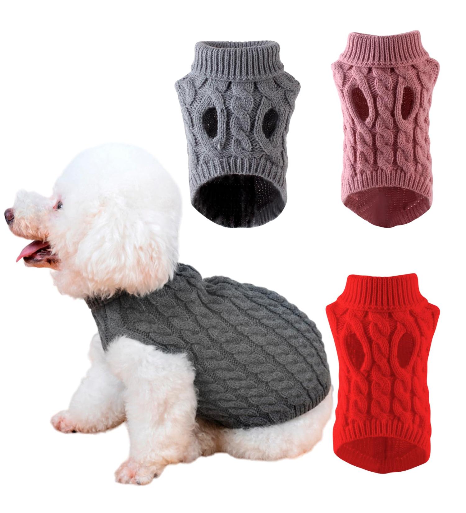 Nizirioo 3-Piece Dog Sweater Set | Warm Knitted Turtleneck for Small Dogs & Cats | Winter Pet Coat - Shop Now! - Buy Online on GoSupps.com