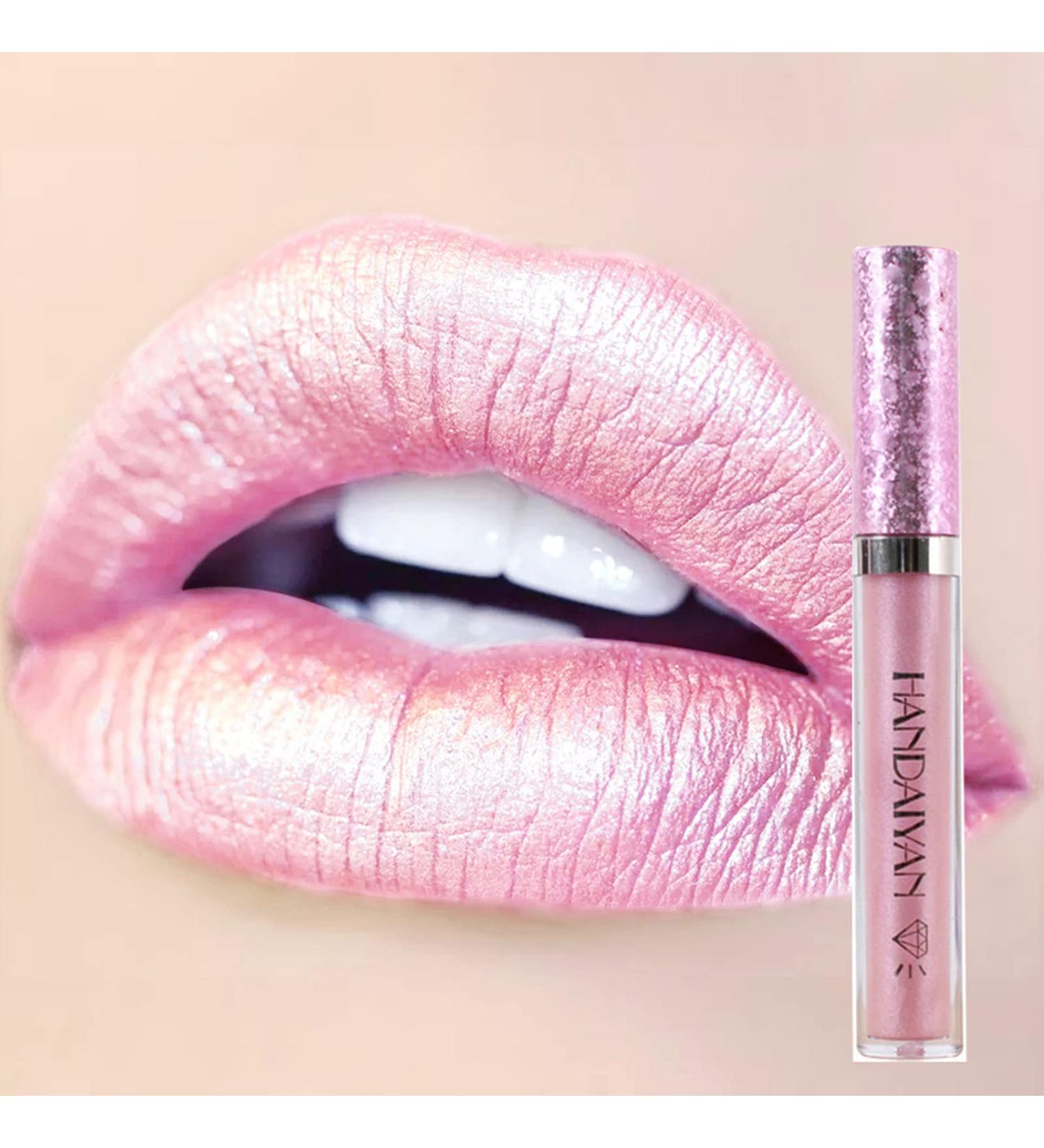Lip Stick Matte Lipstick Pink Lipstick Makeup Metallic Light Lipsticks Lipsticks For Women Long Lasting Waterproof Non-Stick Cup Not Fade Glitter Pink Lipstick Gift 1PC (#01) - Buy Online on GoSupps.com