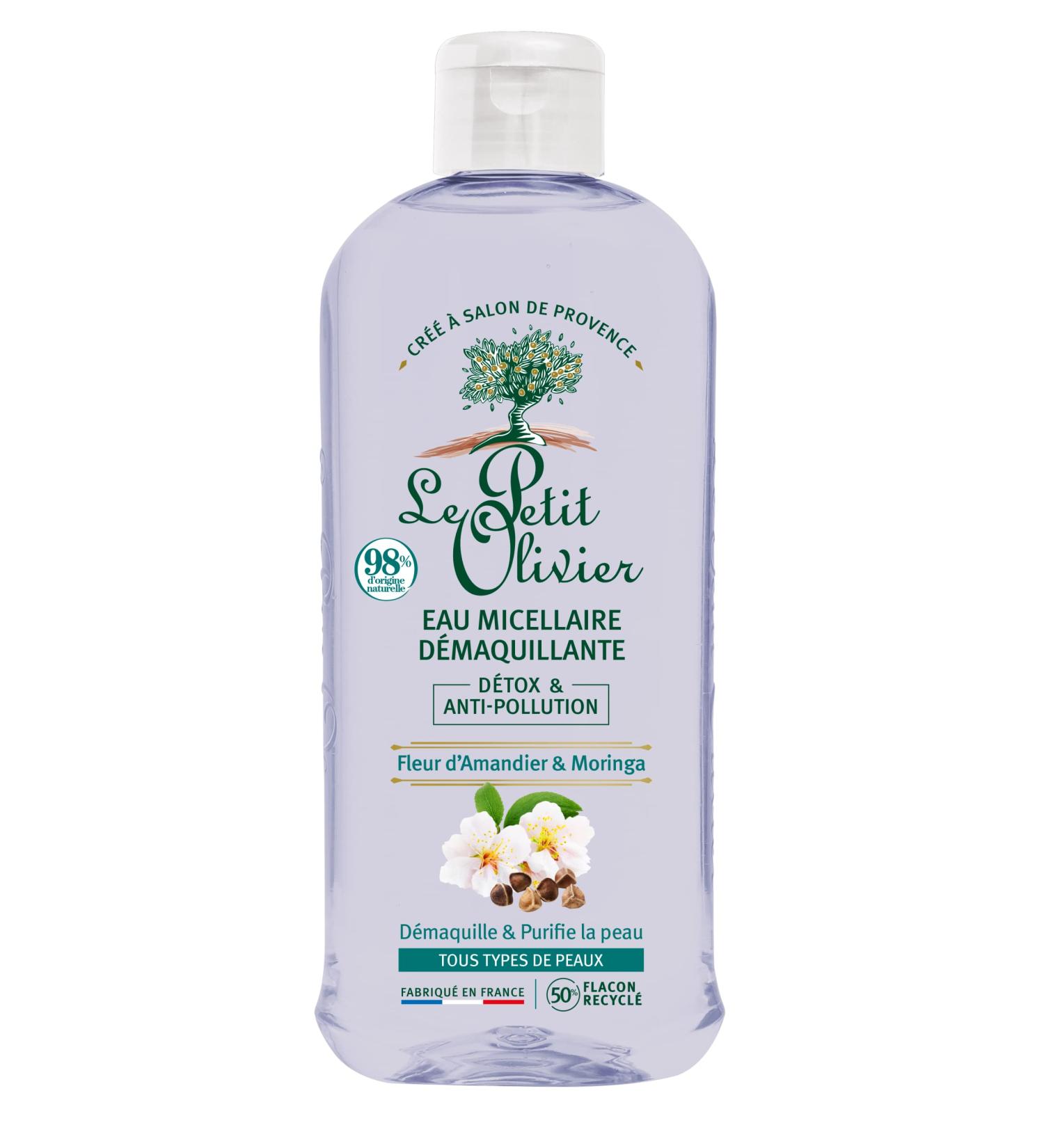 LE PETIT OLIVIER - Detox & Anti-Pollution Micellar Cleansing Water - Almond Blossom & Moringa - Removes Make-up & Purifies - All Skin Types - 98% Natural Origin - Made in France - 400 ml - Buy Online on GoSupps.com
