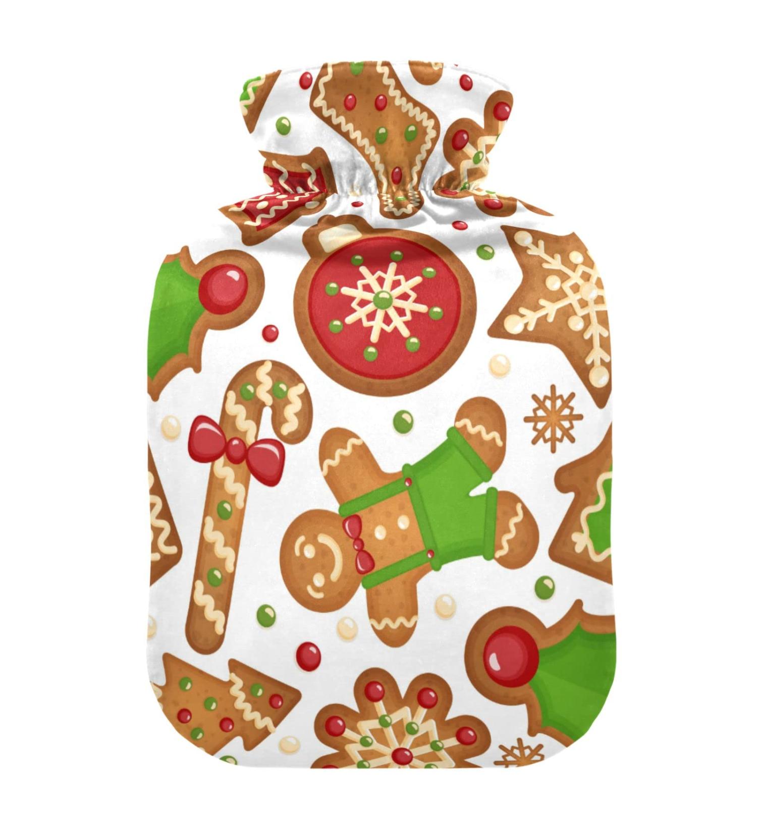 Christmas Biscuits Hot Water Bottle with Cover | 1L Heat Bags for Pain Relief & Therapy - Perfect for Heating & Cooling - Buy Online on GoSupps.com