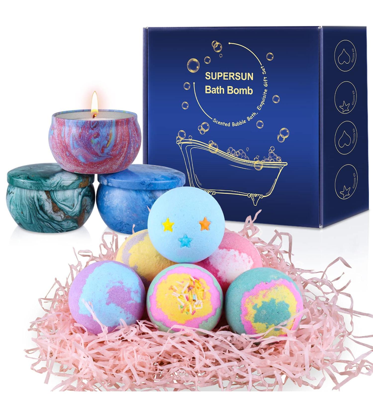 Supersun Bath Bombs & Scented Candles Gift Set for Women - Perfect Spa Gift for Her Birthday, Anniversary, Valentine's, Mother's Day & Christmas - Buy Online on GoSupps.com