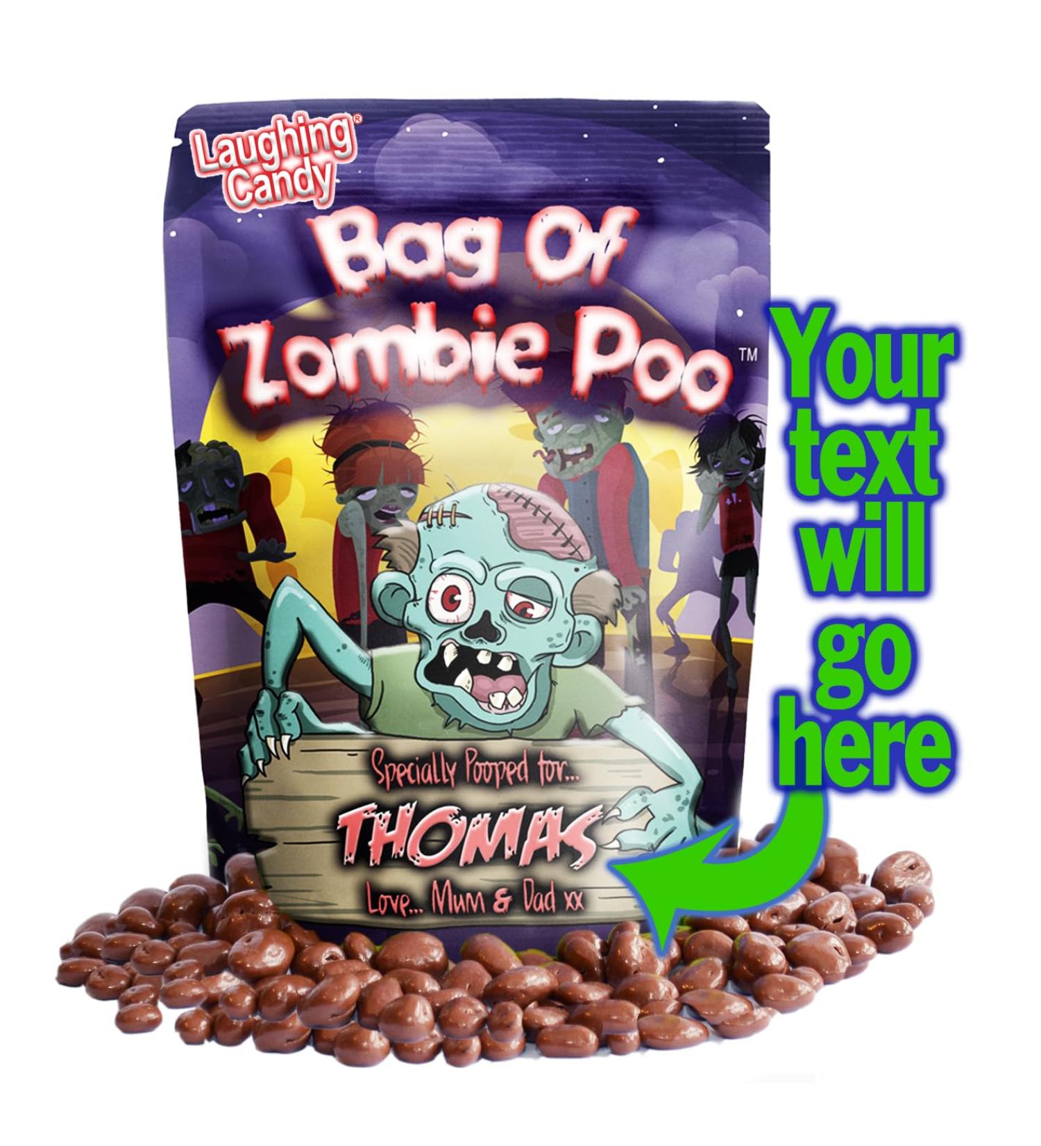 Personalised Bag Of Zombie Poo Chocolate Raisins Halloween Xmas Christmas Easter Gift Kids Birthday Party Doggy Bag - Buy Online on GoSupps.com