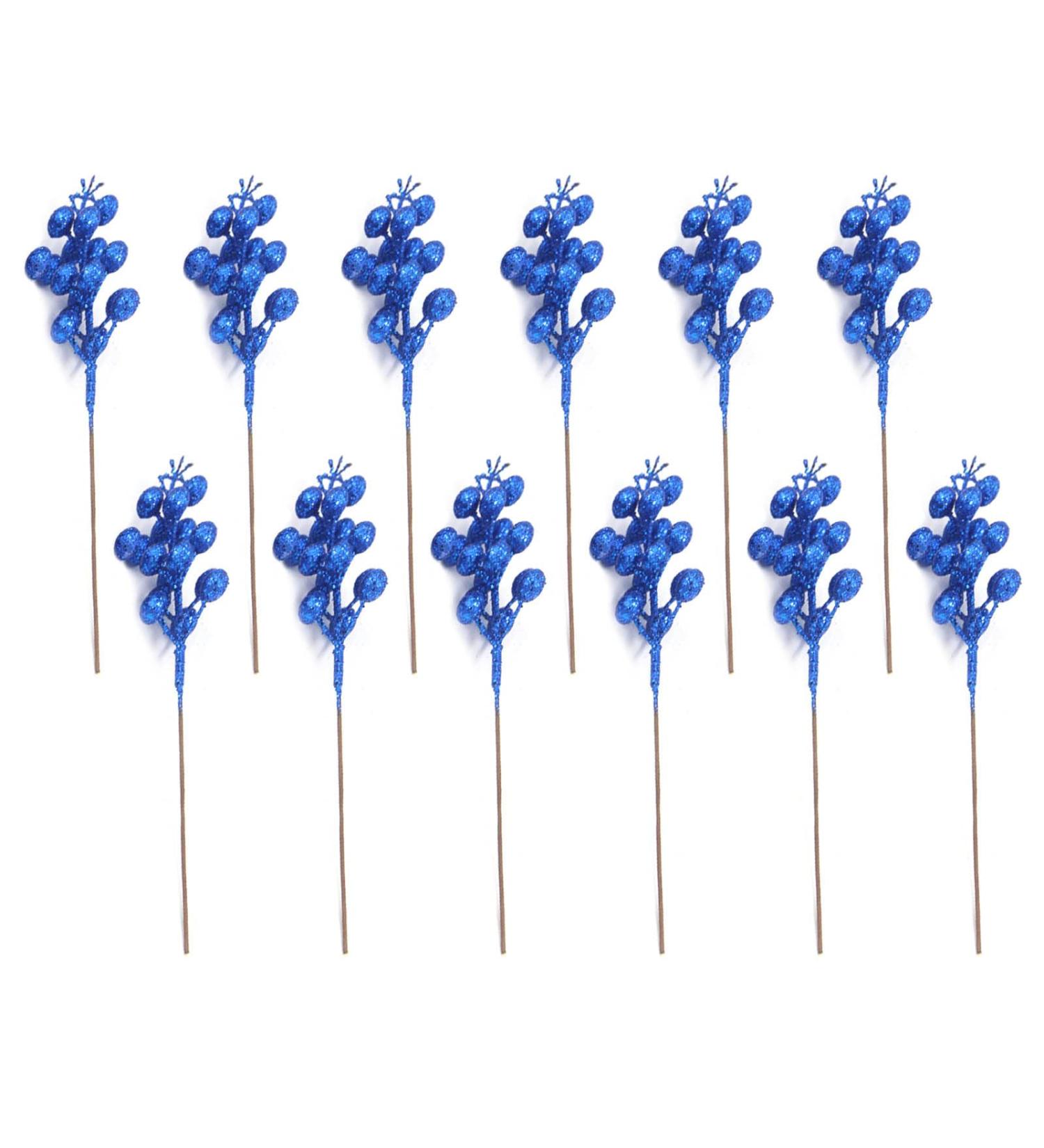 12 Pcs Glitter Berry Picks - Artificial Stems for Christmas Tree & Spring Decor | HNSDSVCD - Buy Online on GoSupps.com
