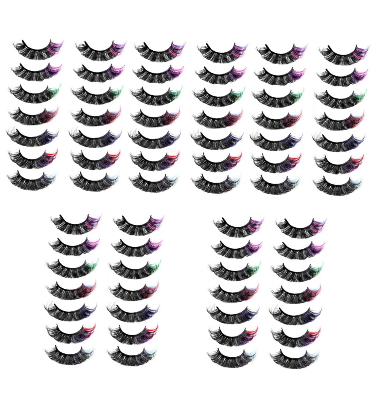 MAGICLULU 35 Pairs Colored False Eyelashes Halloween Lashes Cat Eye Lashes Fluffy Wispy Lashes Russian Strip Lashes Fluffy Fake Eyelashe False Lashes Cosplay Imitation Extend - Buy Online on GoSupps.com