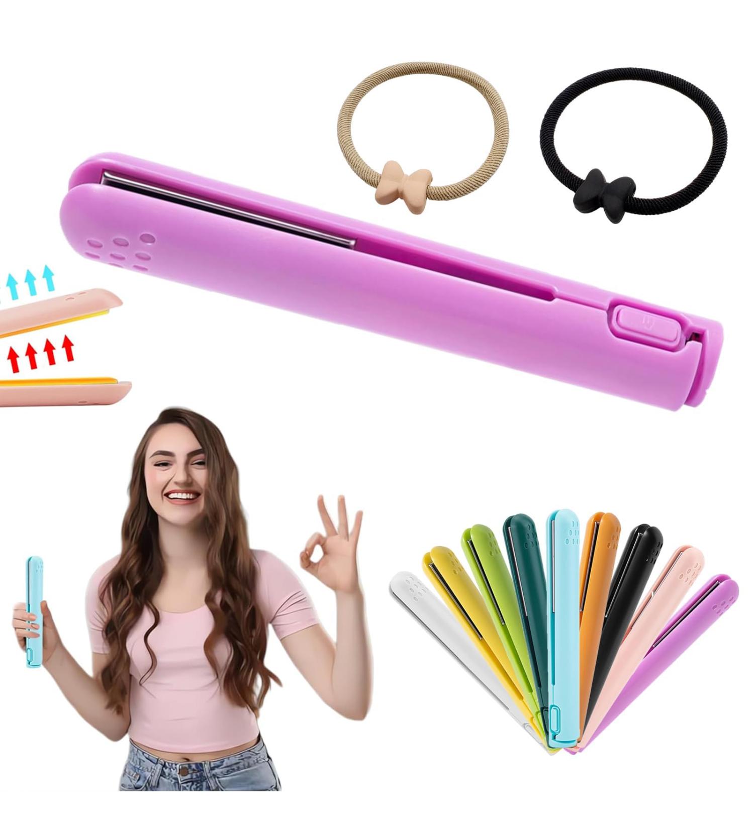 Mini Dual-purpose Curling Iron Upgrade 2-in-1 USB Hair Straightener Curling Iron Ceramic Mini Hair Curler Travel Curling Iron USB Rechargeable Curling Wand (I) - Buy Online on GoSupps.com