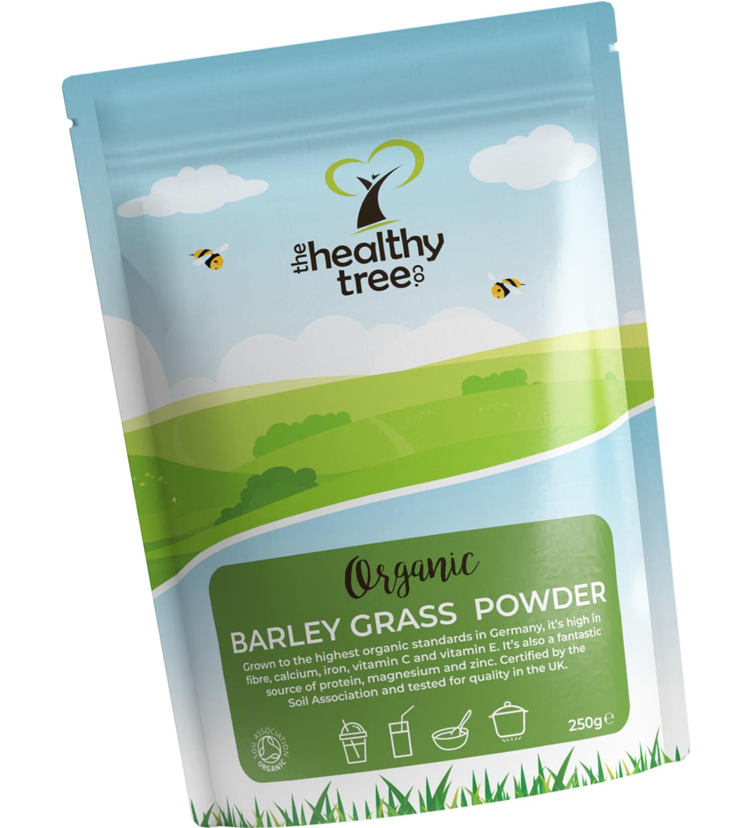 Organic Barley Grass Powder - High in Calcium, Fibre, Iron & Vitamin C - Gluten-Free Vegan Superfood from Germany (250g) - Buy Online on GoSupps.com