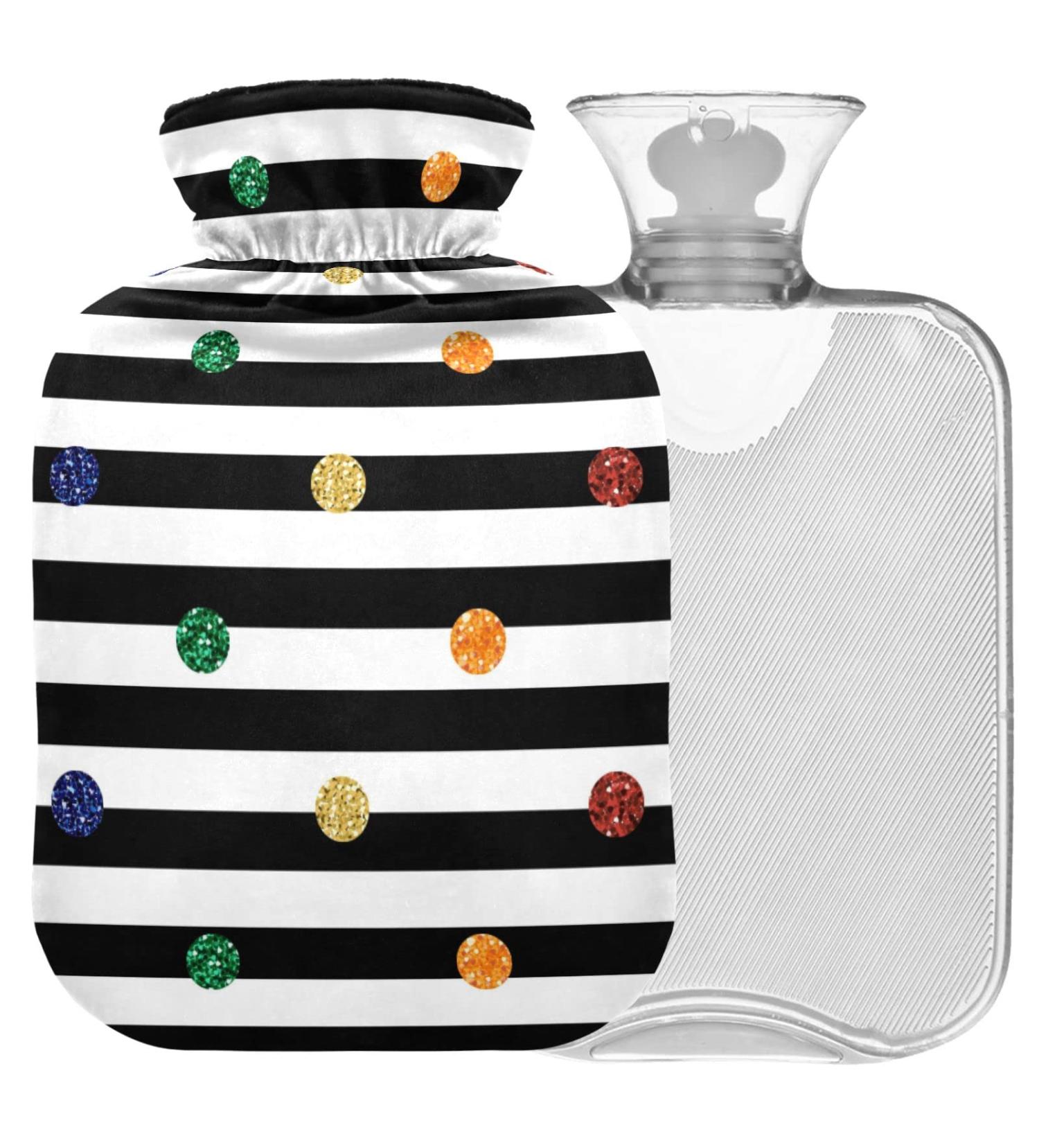 NAANLE Striped Hot Water Bottle with Cover - 1L Heat & Cold Therapy for Pain Relief | Ideal for Bed Hands & Feet - Buy Online on GoSupps.com