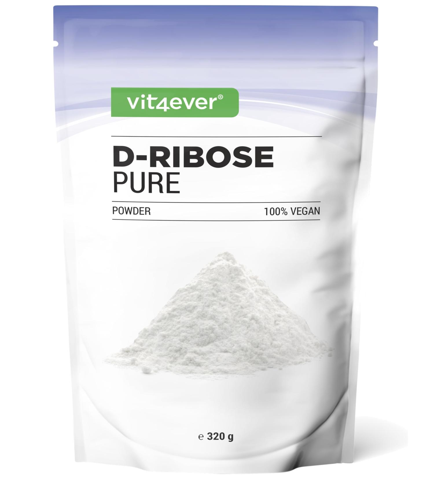 Vit4ever DRibose Powder 320 g 80 daily portions with 4 g 26 months supply Naturally from fermentation Pure & without additives Highly dosed Natural Vegan - Buy Online on GoSupps.com