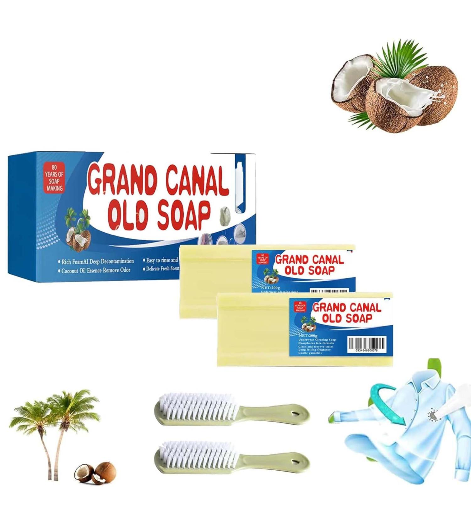 Grand Canal Old Soap with Brush Grand Canal Soap Grand Canal Soap Bar for Stains Magic Soap Bar Stain Remover (2pcs) - Buy Online on GoSupps.com