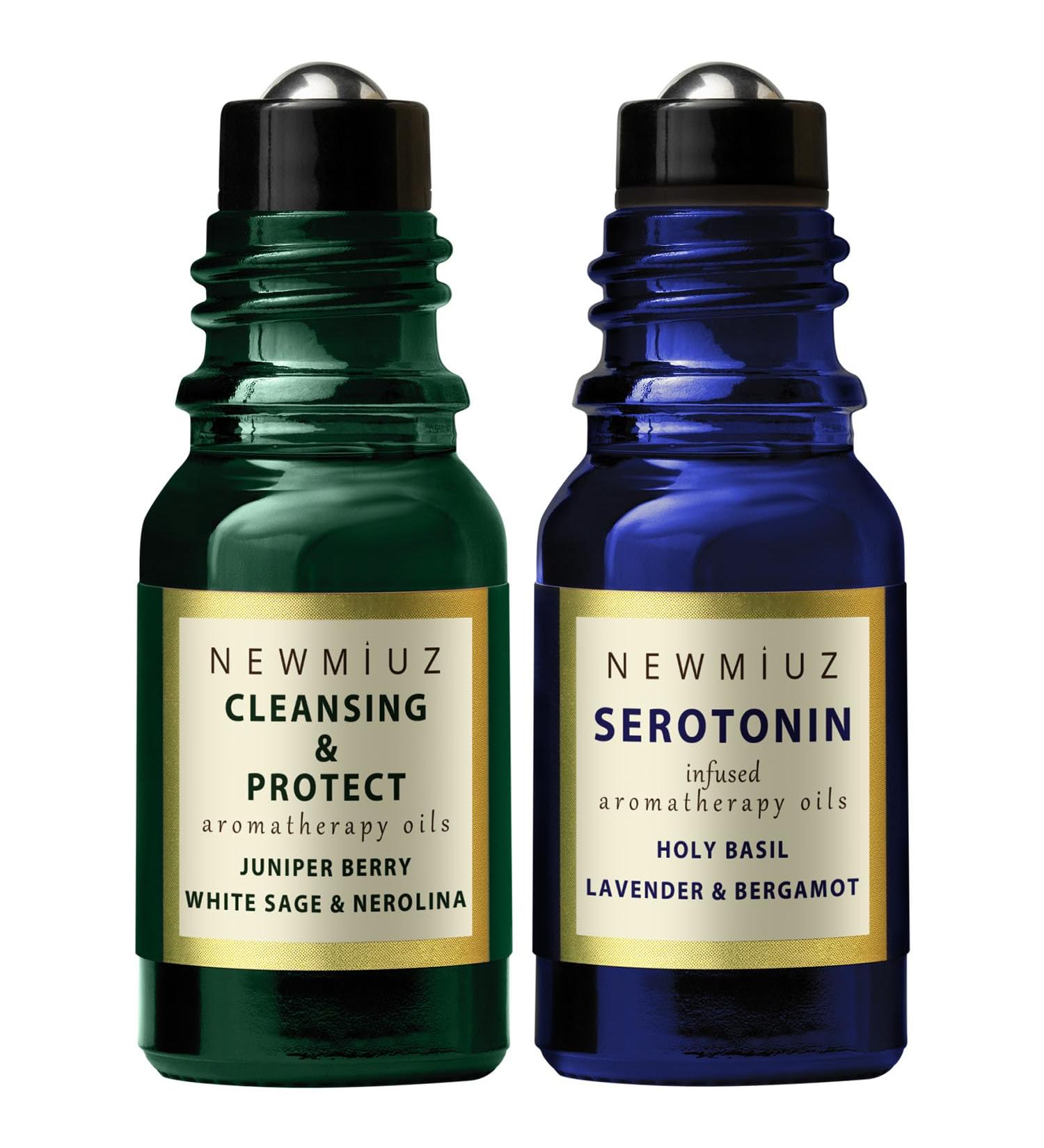 Cleansing and Protect Juniper Berry White Sage with Nerolina & Anti Stress Holy Basil Lavender and Bergamot Essential Oil Roller Blends Pack of 2 - Buy Online on GoSupps.com