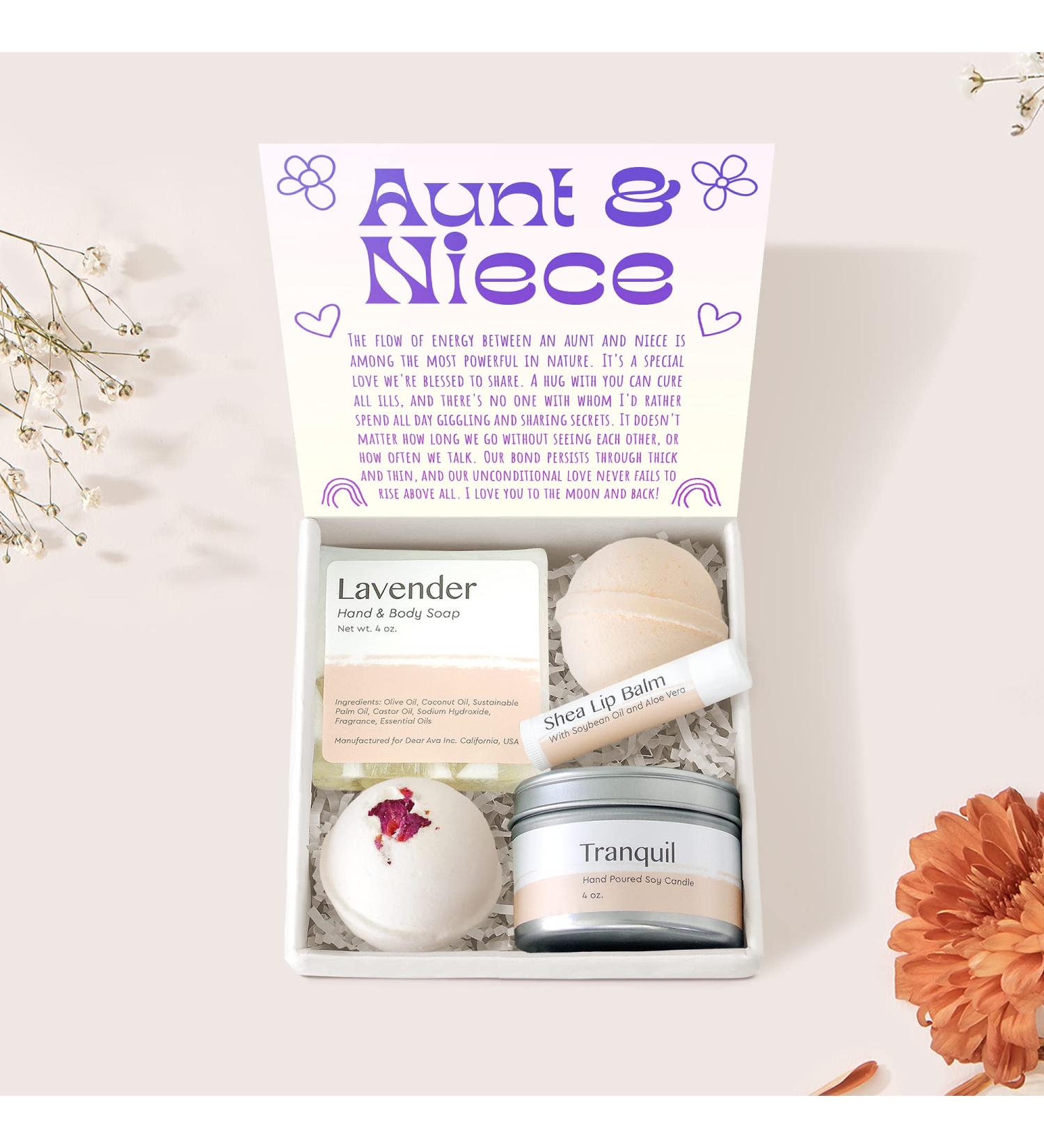 Dear Ava Spa Gifts for Women - Organic Self Care Luxury Bath & Body Kit | Anti-Stress Relaxing Gift Set with Heartfelt Card - Perfect Long Distance Gift for Aunt & Niece - Buy Online on GoSupps.com