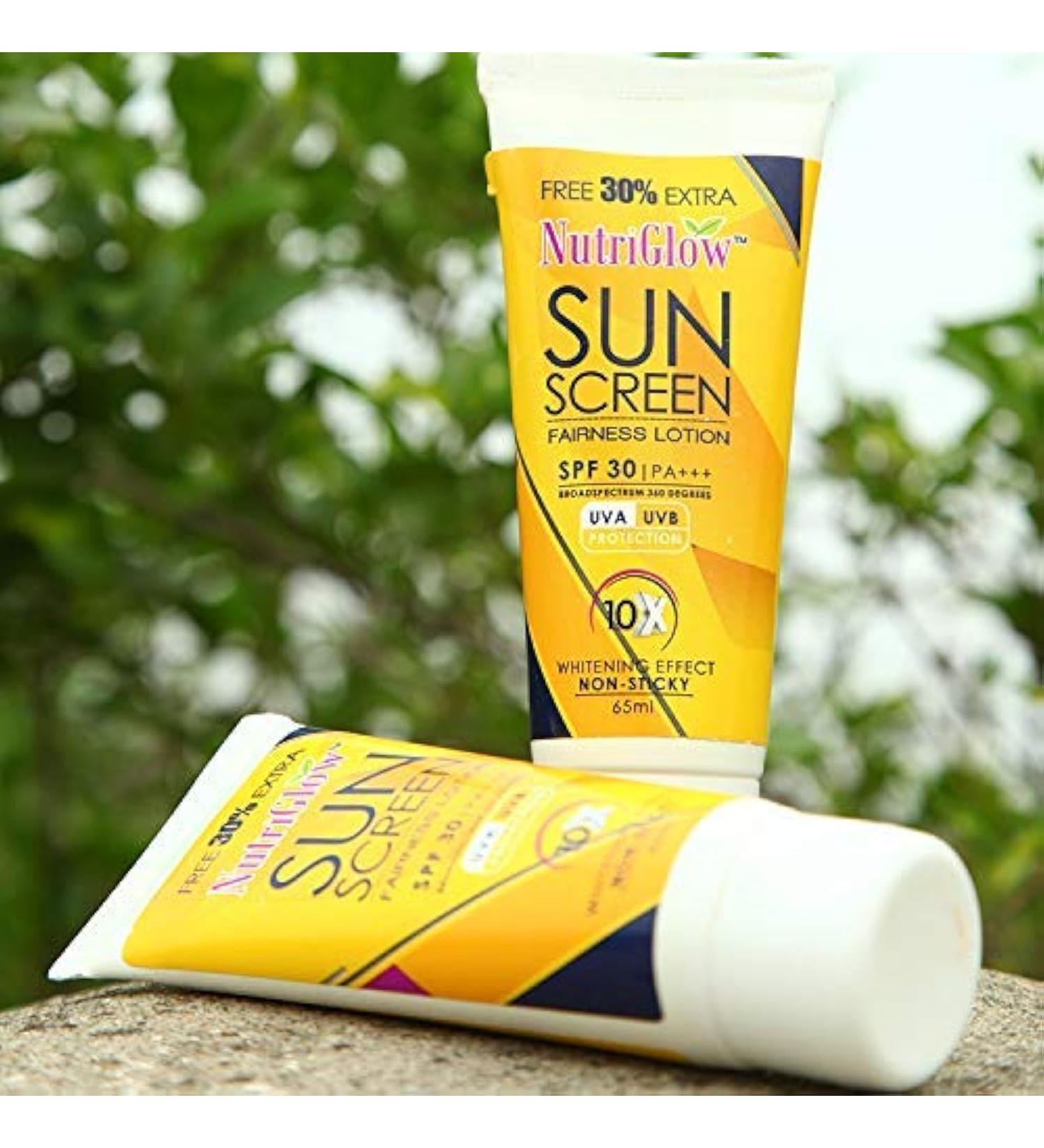 Nutriglow Sunscreen Fairness Lotion SPF 30 Pa+++for Glowing Healthy Nourished SkinLong Lasting FragranceParaben and Sulphate Free65 Ml - Buy Online on GoSupps.com