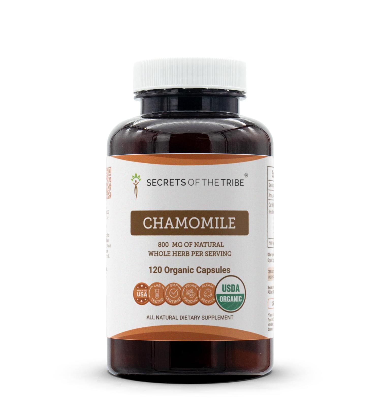Secrets of the Tribe Chamomile USDA Organic 120 Capsules | High-Potency Herbal Supplement | Made with Vegetarian Capsules and Organic Chamomile (Matricaria recutita) Dried Flower (120 Count) 120 Count (Pack of 1) - Buy Online on GoSupps.com