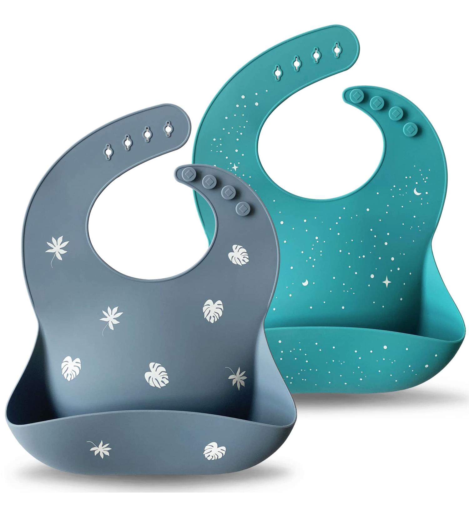 Moonkie Silicone Baby Bibs Set - BPA Free, Waterproof, Adjustable Bibs for Babies & Toddlers (Tradewinds/Teal) - Buy Online on GoSupps.com
