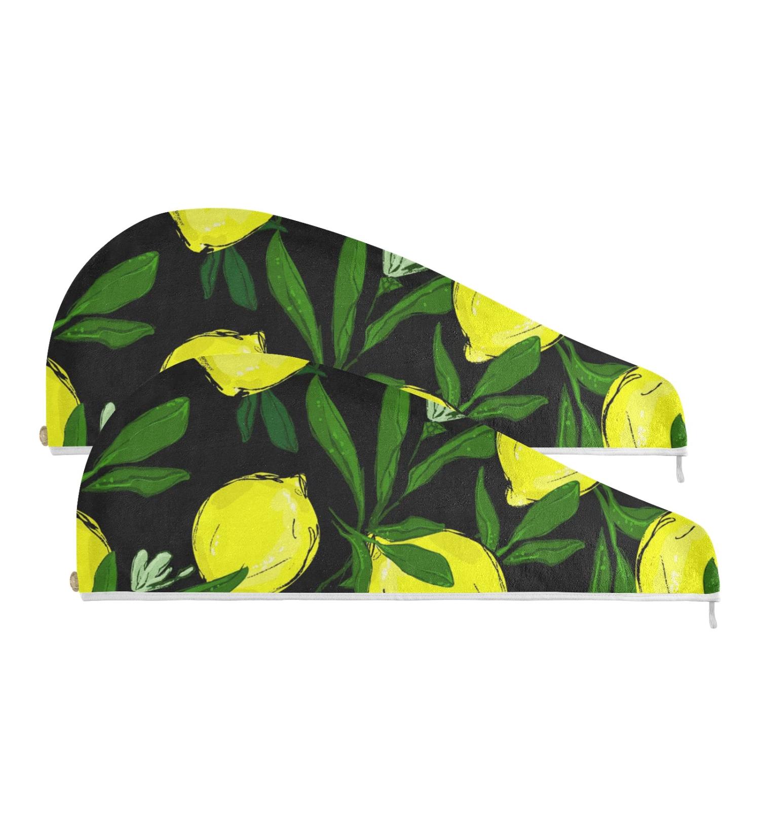Lemon Leaves Microfiber Towel Turban for Kids & Women - Quick Dry 2 Pack (9.5 x 24) - Perfect for Home & Travel - Buy Online on GoSupps.com