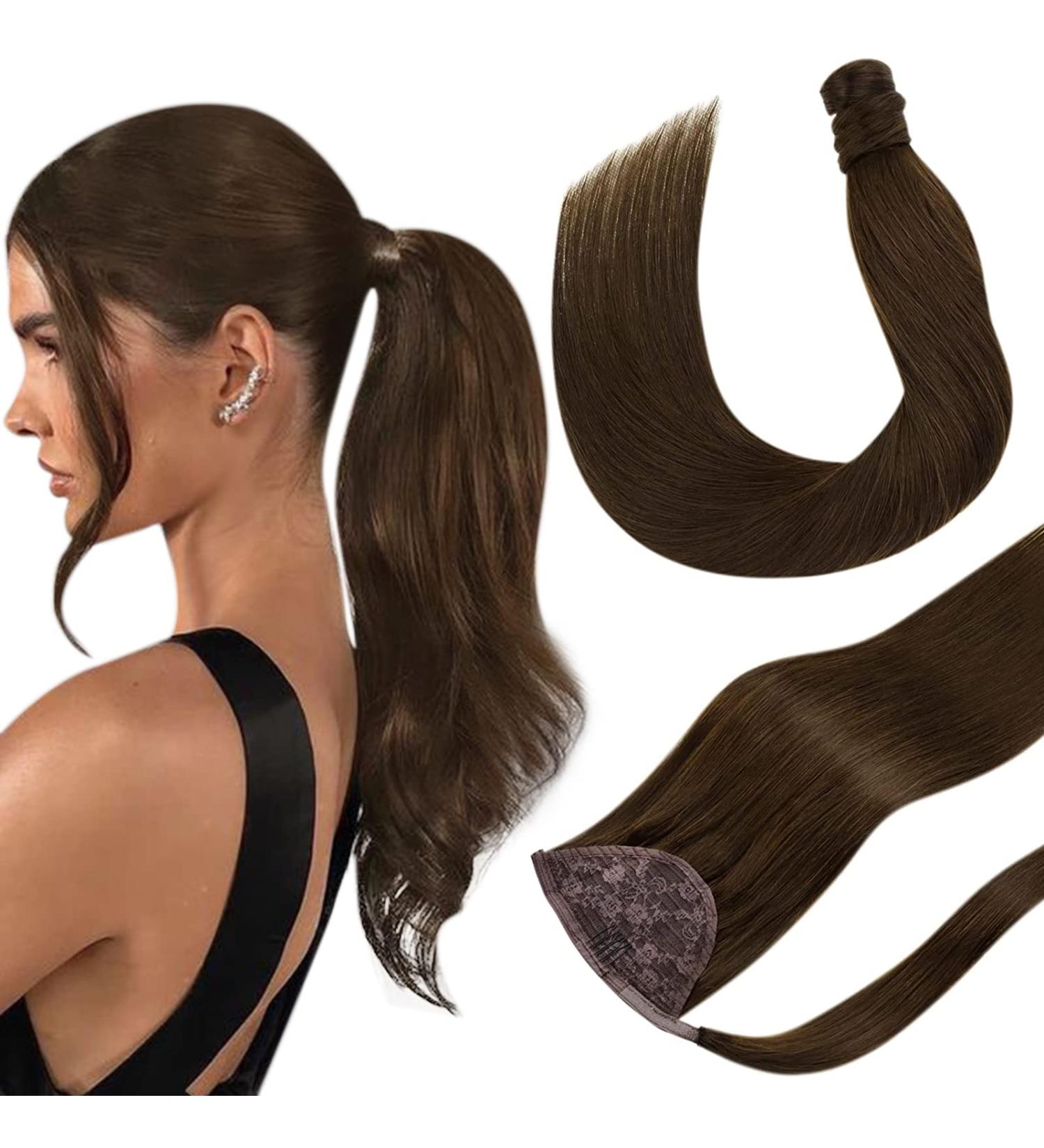 Buy Hetto Real Hair Ponytail Extensions - Brown Remy Human Hair #4 70g 35cm | Best Quality & Fast International Shipping - Buy Online on GoSupps.com