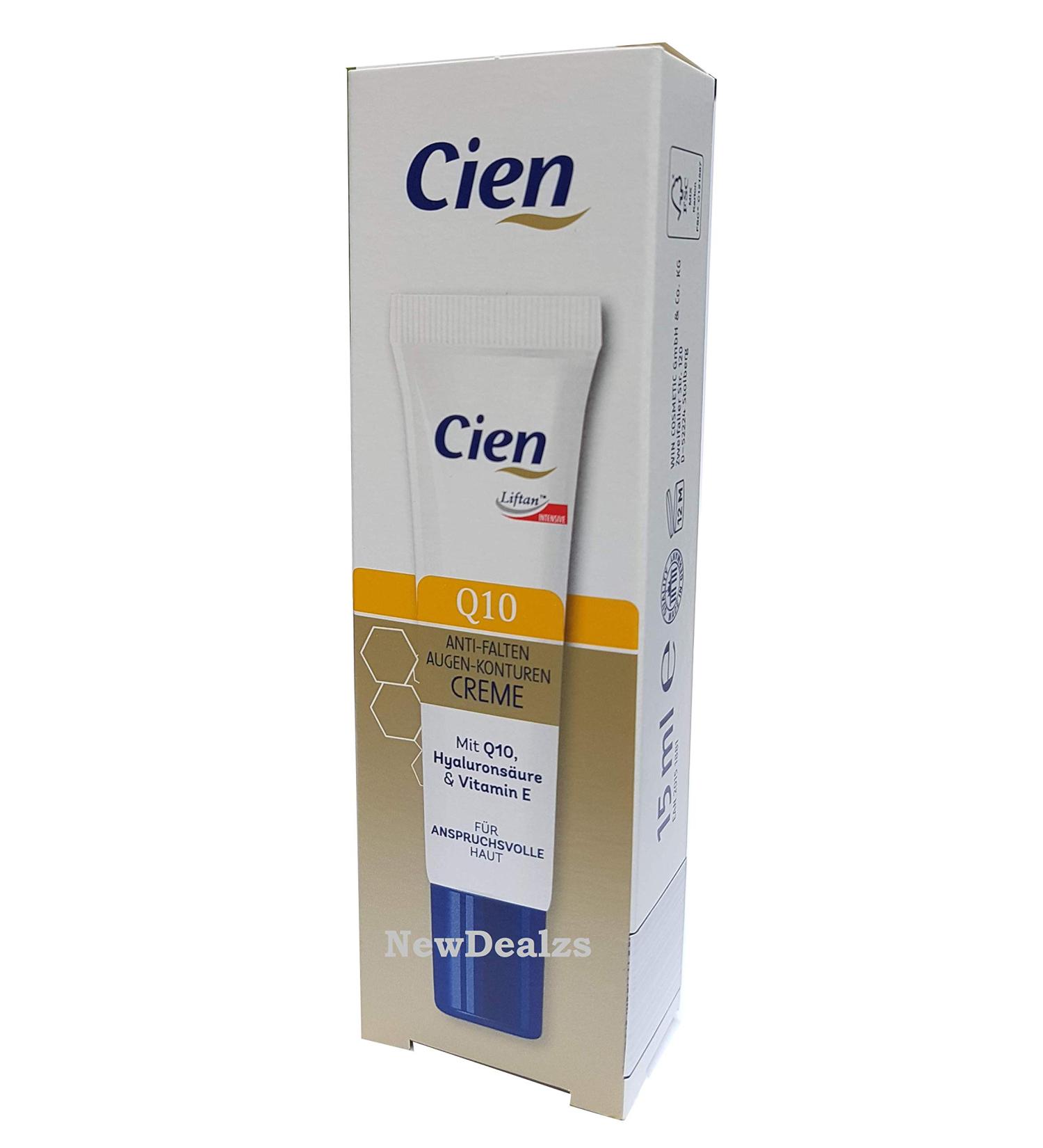 Cien Anti-Wrinkle Eye Contour Cream with Q10, Hyaluronic Acid, Vitamin E - 15ml - Buy Online on GoSupps.com
