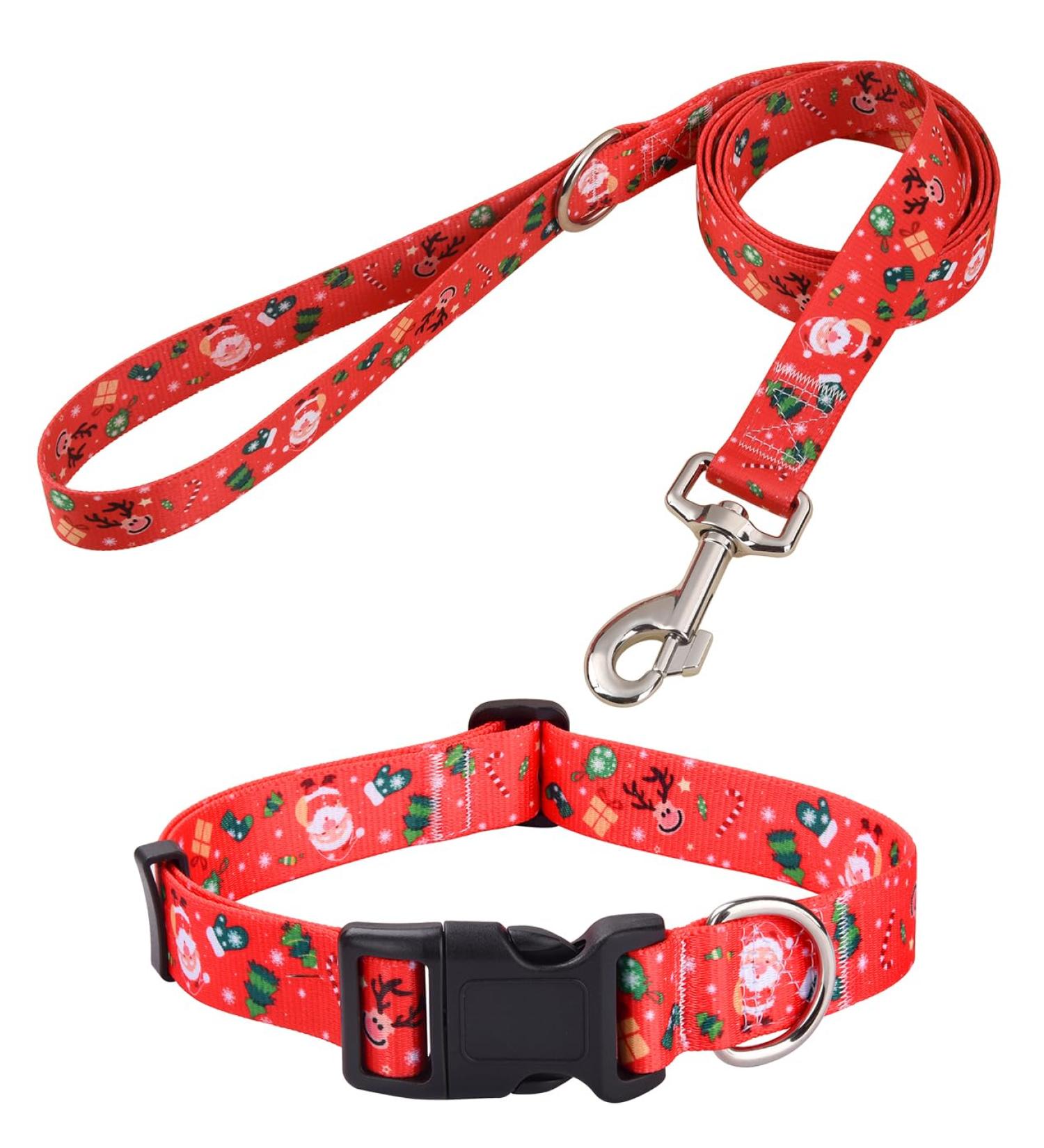 Mihqy Christmas Dog Collar & Leash Set | Adjustable High-Quality Dog Collar for Small Medium & Large Dogs (XS 20-30 cm) - Buy Online on GoSupps.com
