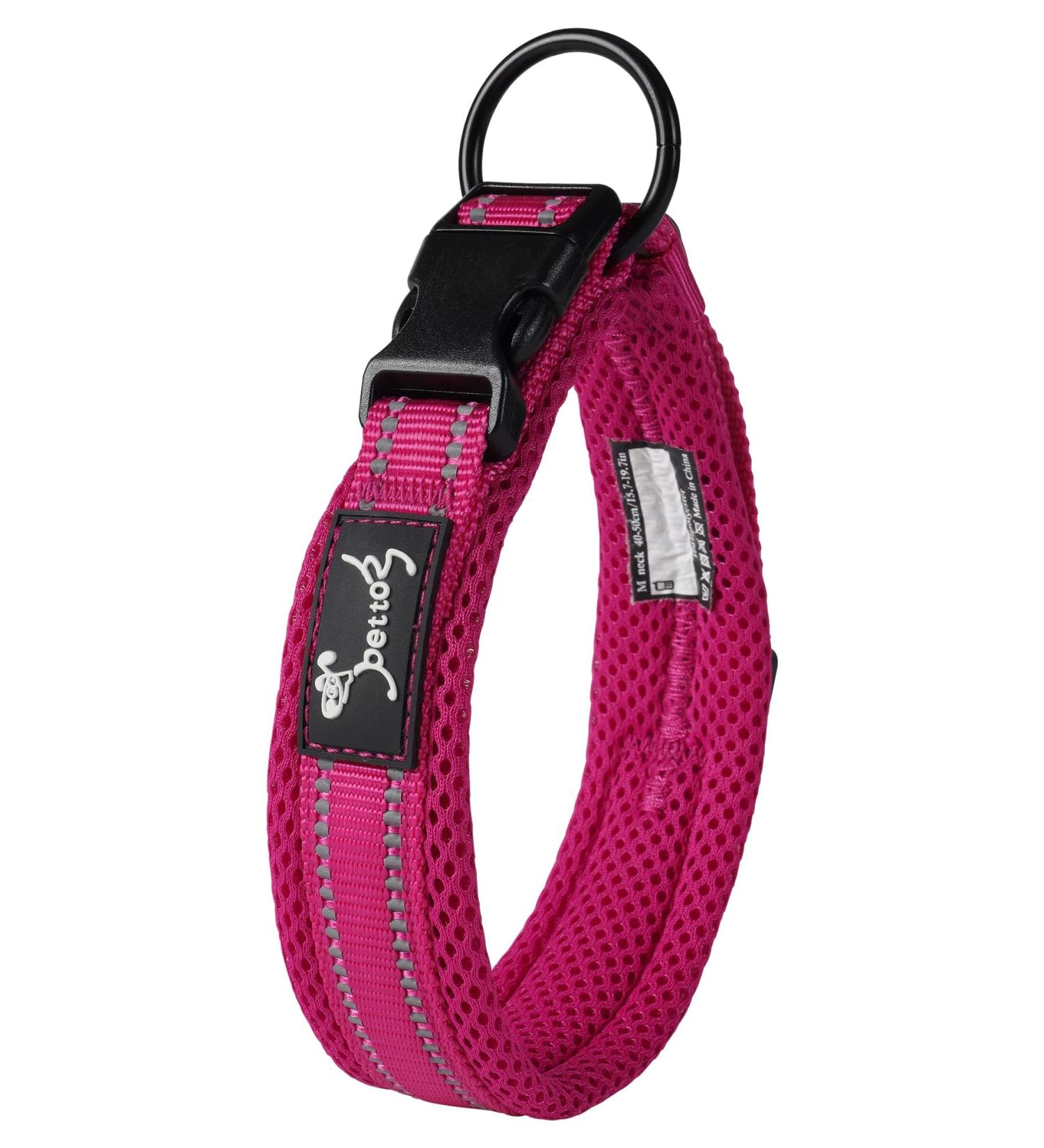Buy PETTOM Adjustable Nylon Dog Collar - Breathable & Reflective XS Pink for Small Dogs - Buy Online on GoSupps.com