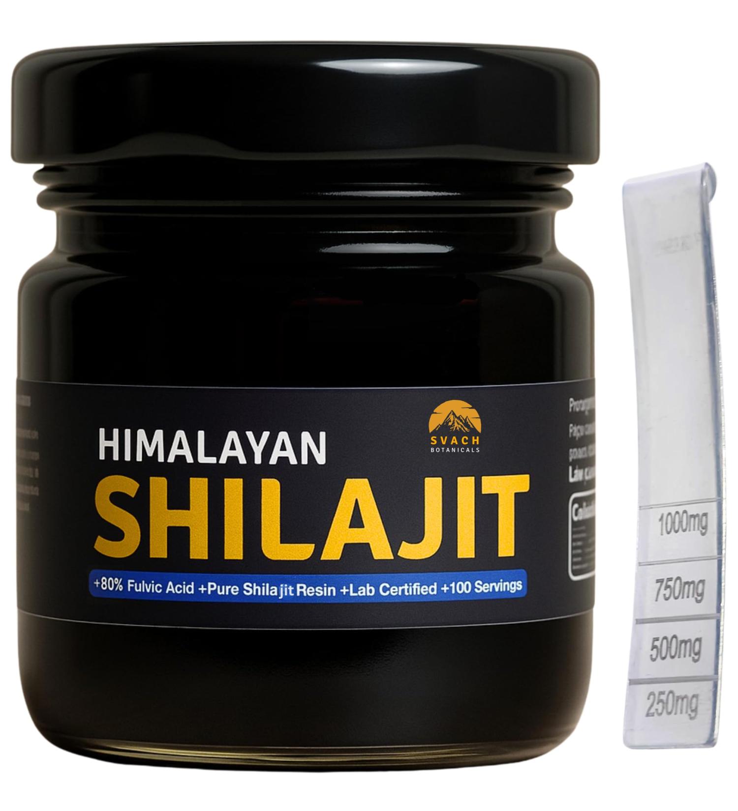 Svach Botanicals Gold Grade Himalayan Shilajit Resin for Men & Women - 40g (100 Servings) | Lab Tested 80% Fulvic Acid High Potency with 85+ Trace Minerals - Buy Online on GoSupps.com