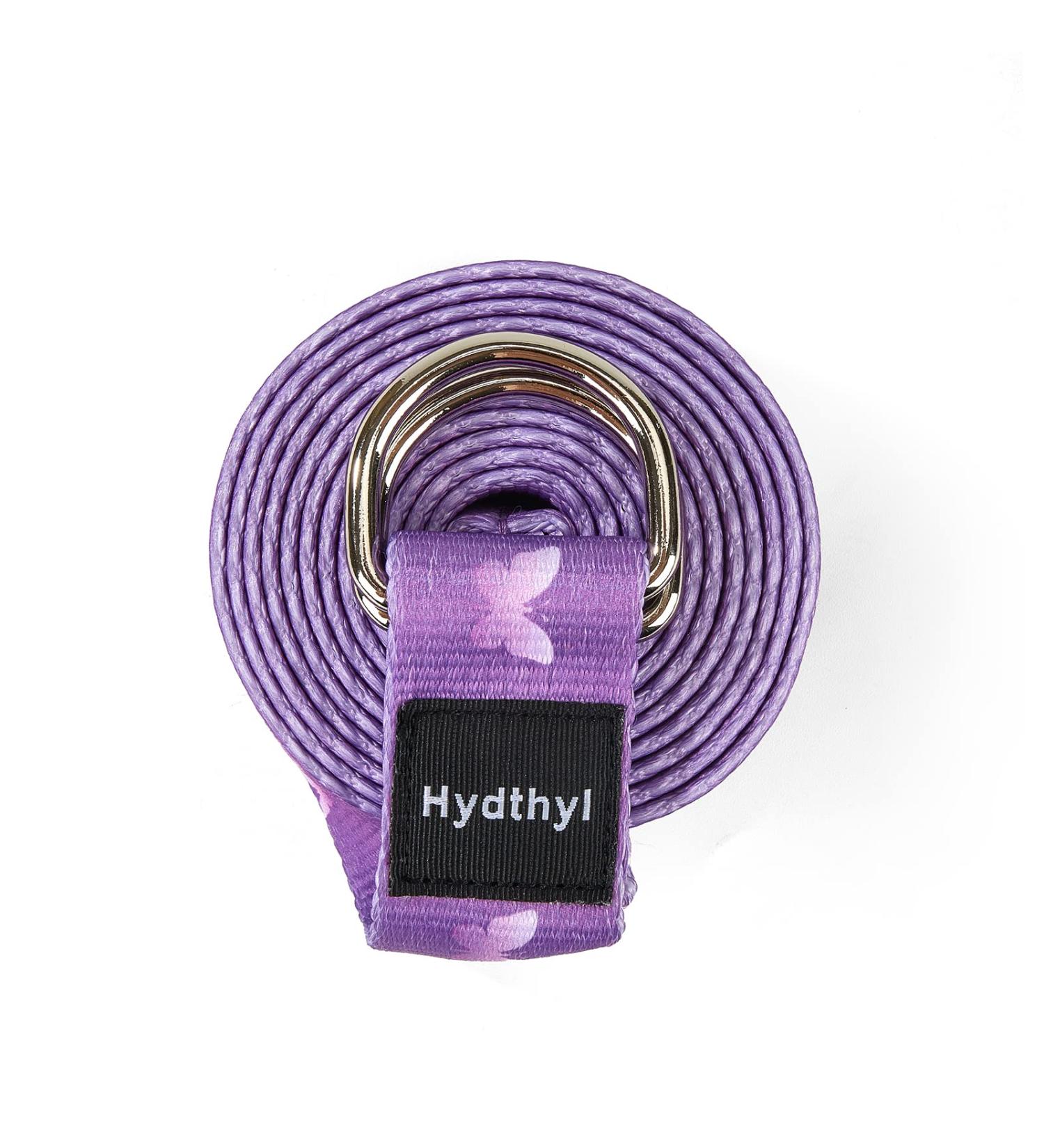 Hydthyl 6FT Yoga Strap with Adjustable D-Ring Buckle - Durable Exercise Belt for Yoga & More | Butterfly Purple | Includes Carry Bag - Buy Online on GoSupps.com