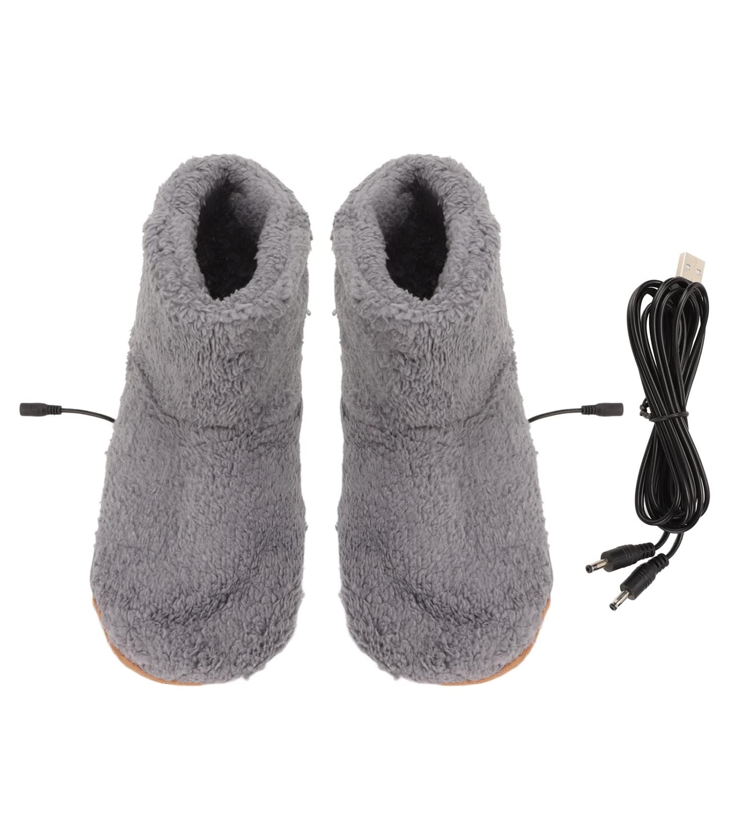 Heated Foot Warmers | USB Charging Plush Heat Shoes for Cold Winter | Soft & Relaxing Gray Electric Foot Warmth - Buy Online on GoSupps.com