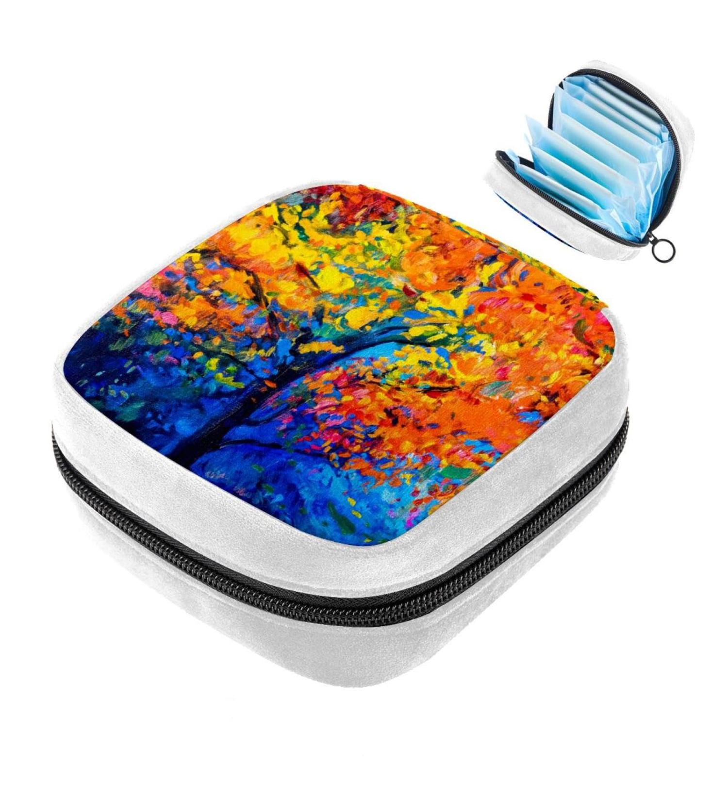 Autumn Landscape Tree Color Sanitary Napkin Storage Bag | Period Tampon Makeup Pad Pouch - GIAPB - Buy Online on GoSupps.com