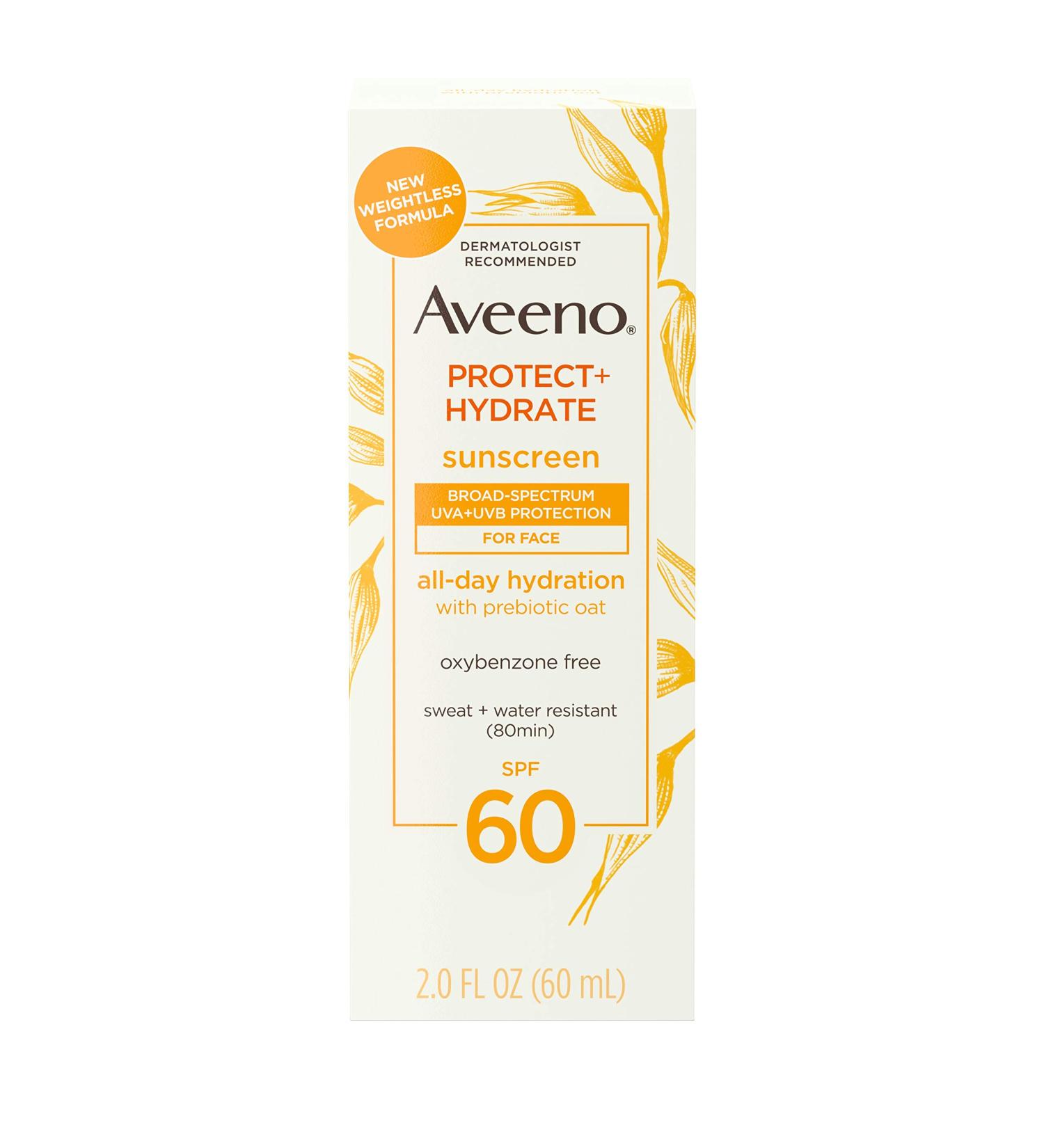 Aveeno Protect + Hydrate Face Sunscreen Lotion SPF 60 with Prebiotic Oat | Paraben-Free, Oil-Free, Oxybenzone-Free | 2 fl. oz - Buy Online on GoSupps.com