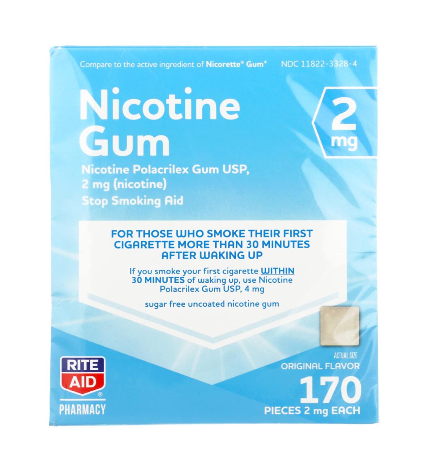 Rite Aid Nicotine Gum 2mg Original Flavor - 170 Pieces | Quit Smoking Aid - Buy Online on GoSupps.com