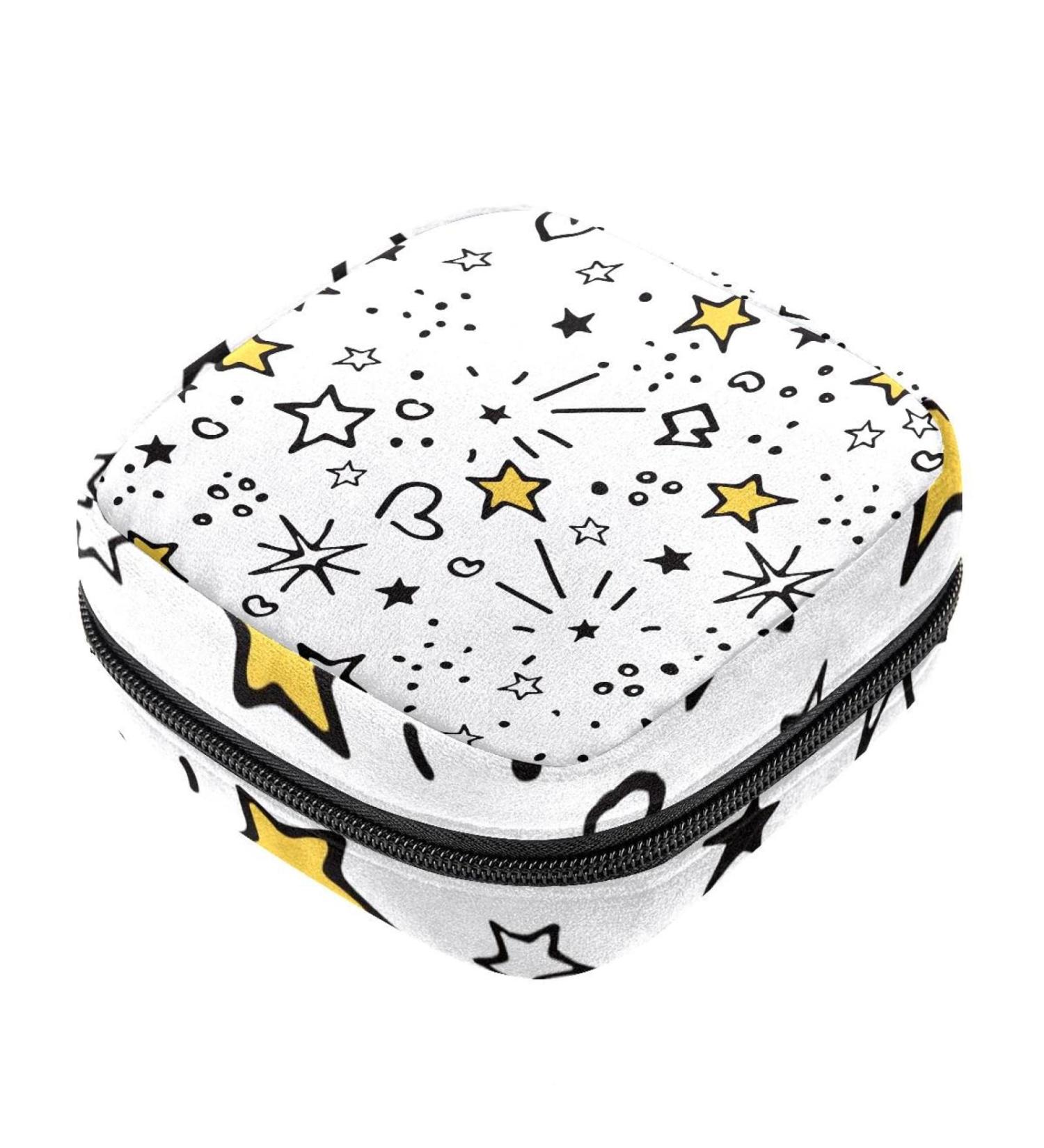 Stylish Women's Napkin Storage Bag - Portable Menstrual Cup & Bandages Holder | Spring & Summer Mood Stars & Hearts - Buy Online on GoSupps.com