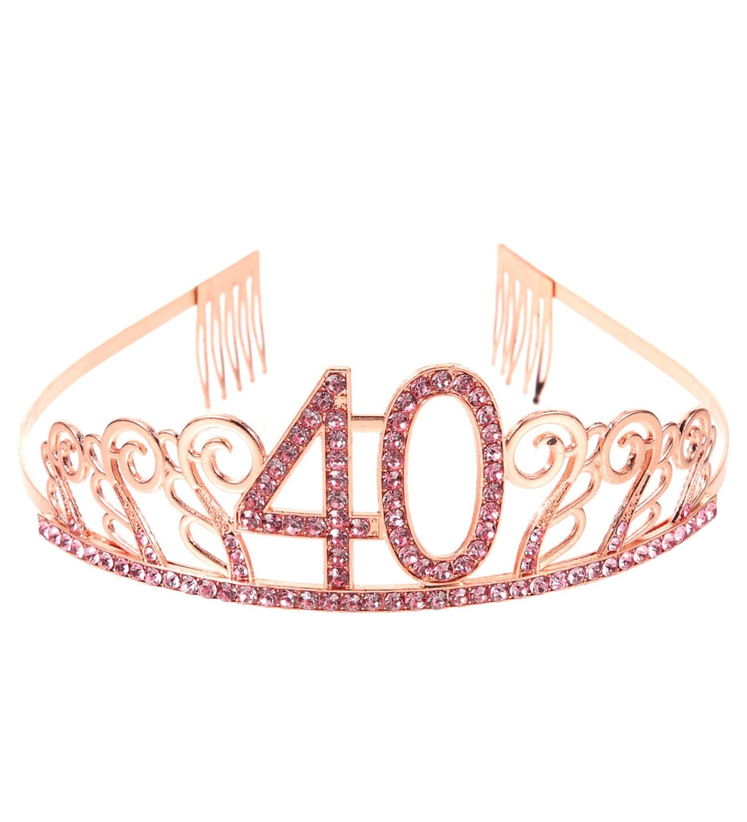 Frcolor 40th Birthday Tiara - Rose Gold Crystal Rhinestone Princess Crown for Women - Buy Online on GoSupps.com