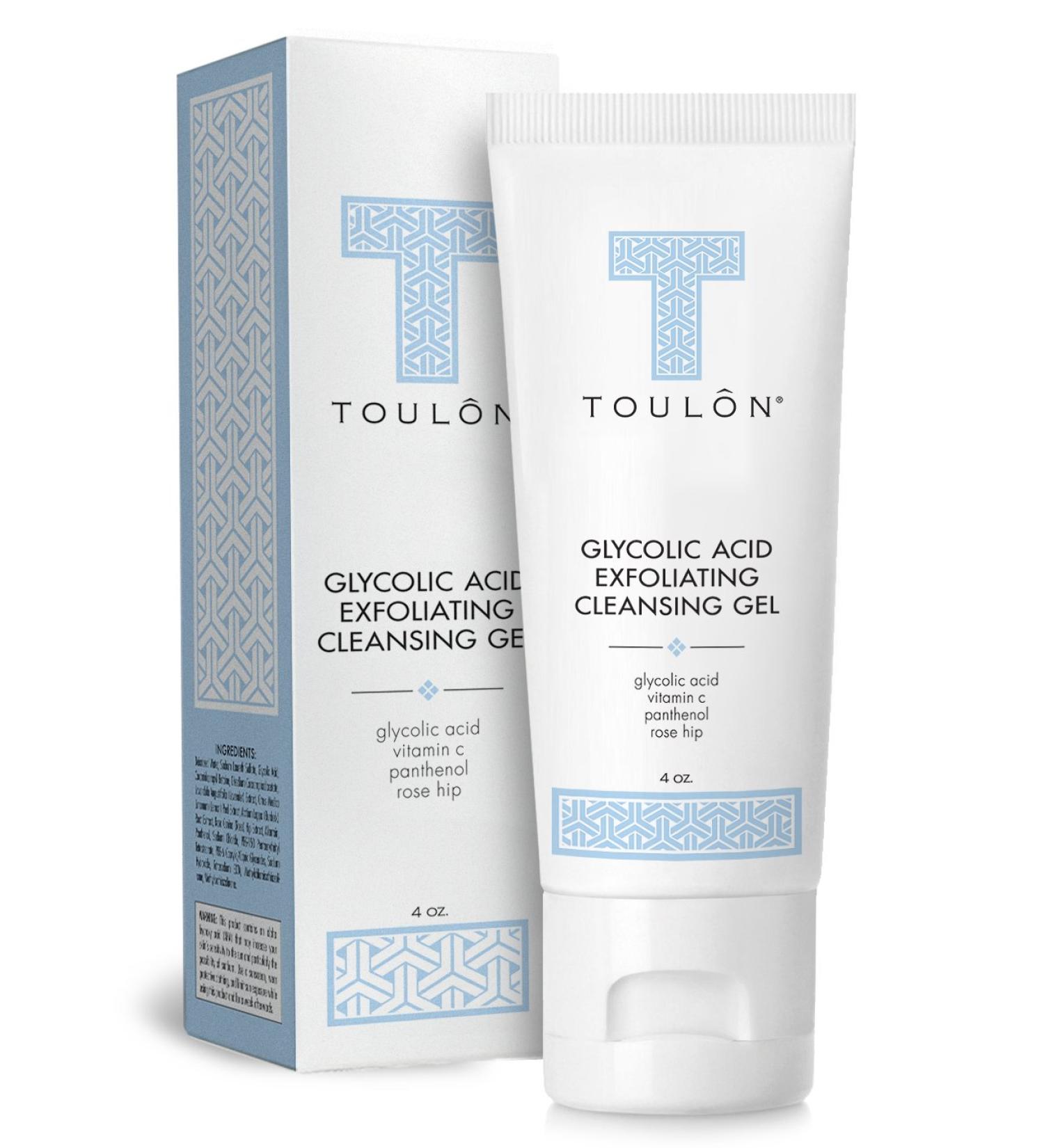Toulon Glycolic Acid Facial Cleanser with Vitamin C & Rose Hip - Exfoliating Face Wash for Dry & Sensitive Skin - Women & Men - Buy Online on GoSupps.com