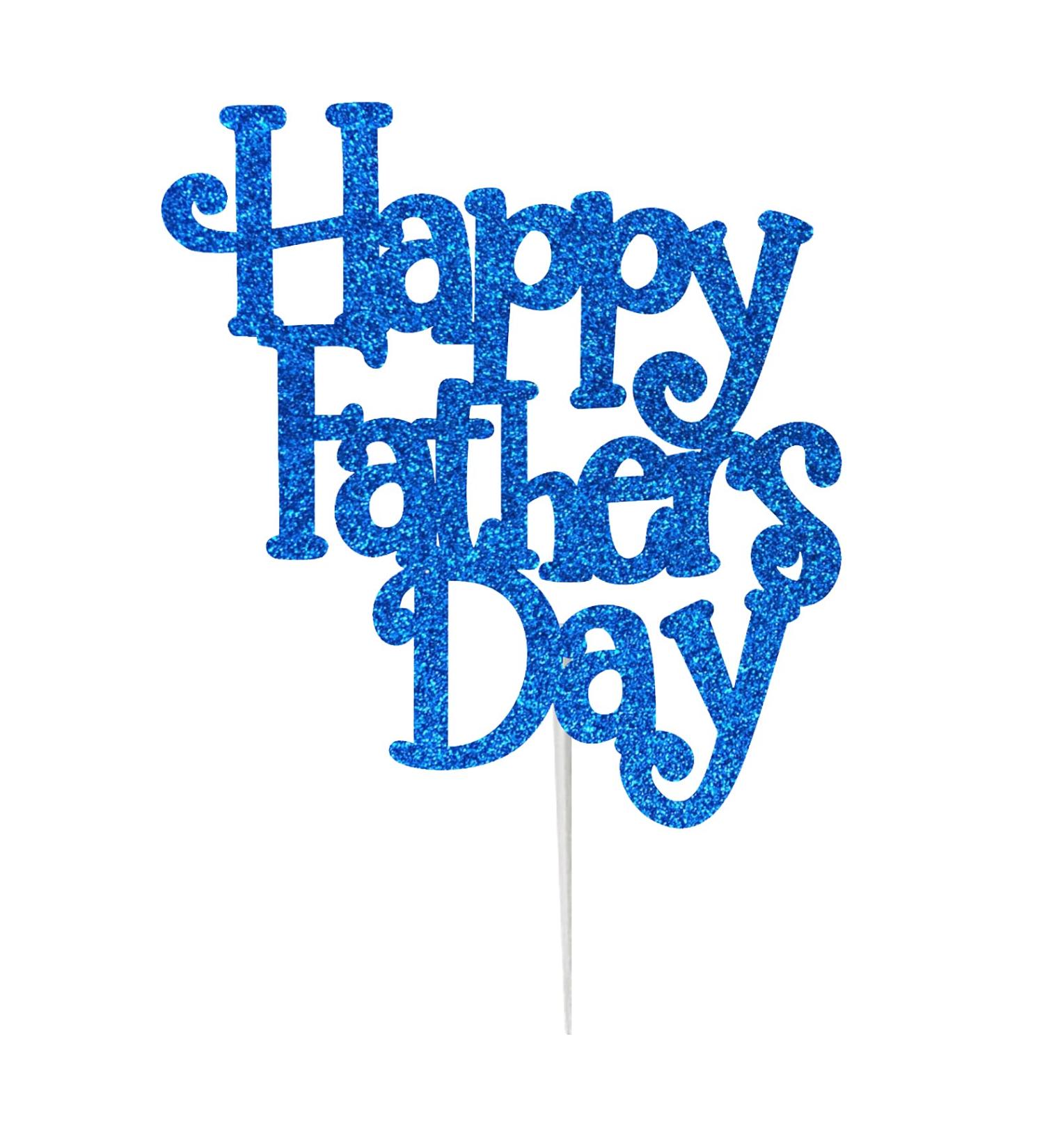 LissieLou Happy Father's Day Cake Topper Glitter Card Made in the UK - Dark Blue - Buy Online on GoSupps.com