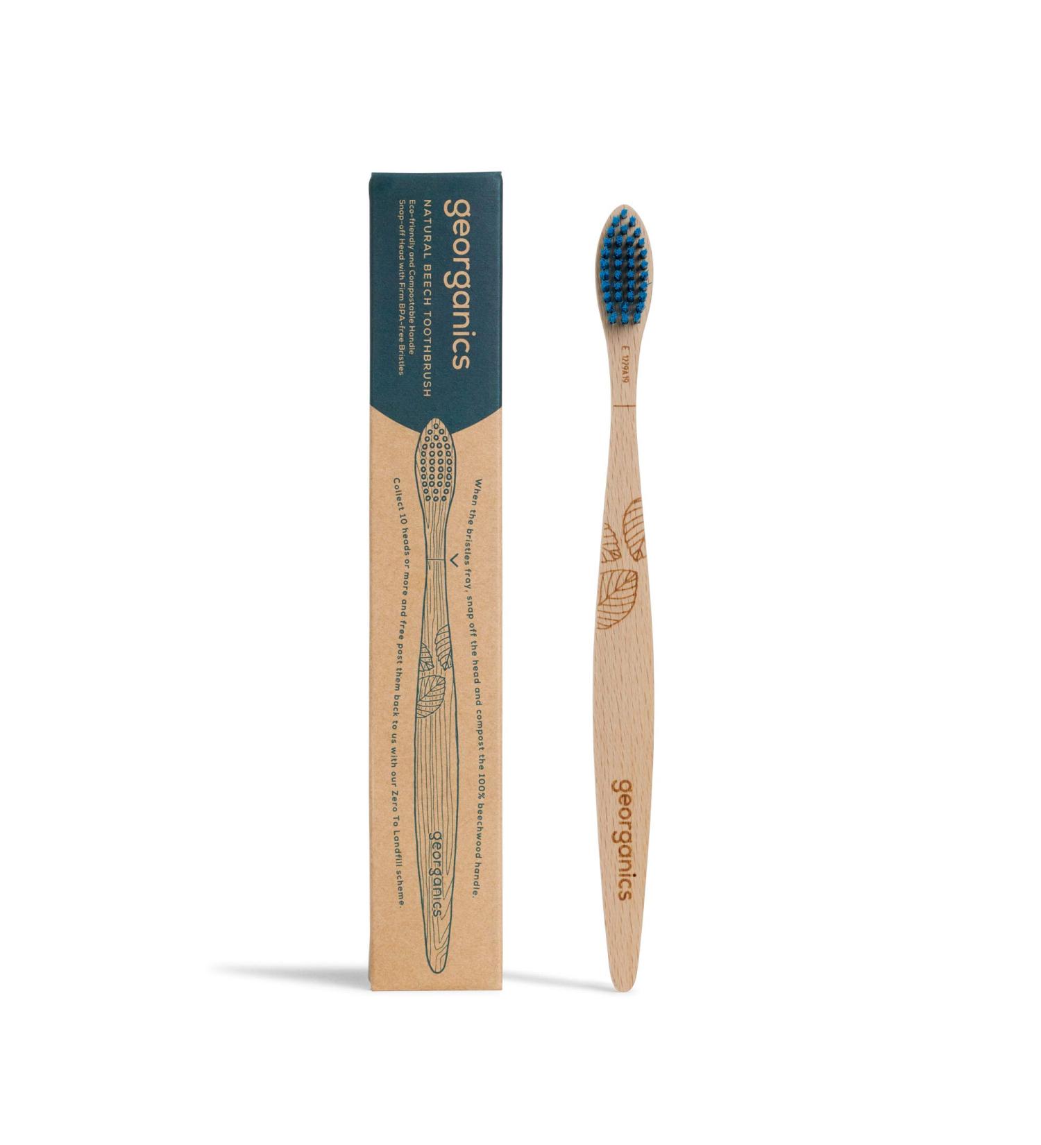 Georganics Sustainable Beech Wood Toothbrush - Eco-Friendly Vegan Soft BPA-Free Nylon Bristles for Adults - Compostable & Recyclable Handle No SLS Fluoride or Animal Testing - Buy Online on GoSupps.com