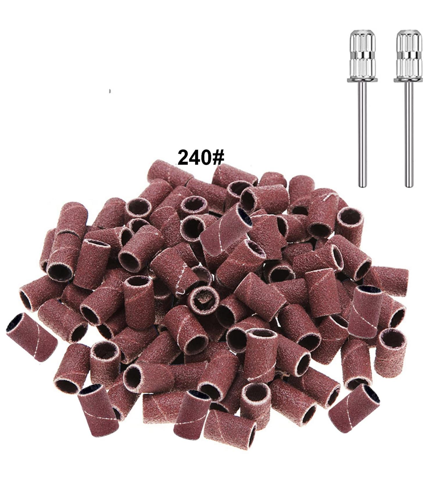 Yoezuo 100 Pcs Nail Sanding Bands Grit Nail Art Sanding Bands 240 Grit Nail Files with 2 Pcs Nail Drill Bits for Electric Nail Files Nail Drill Machine Manicure Pedicure 240" - Buy Online on GoSupps.com